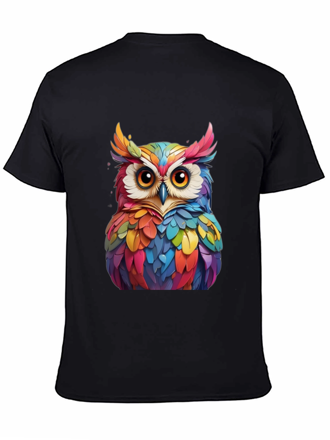 Colorful Owl Graphic Tee - Unique Bird Art T-Shirt