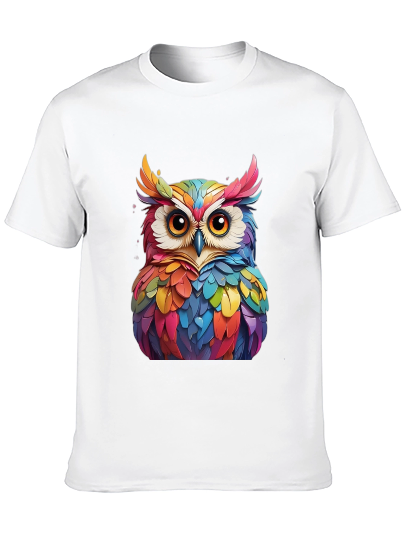 Colorful Owl Graphic Tee - Unique Bird Art T-Shirt