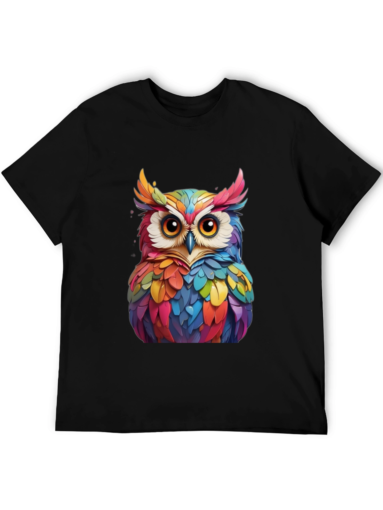 Colorful Owl Graphic Tee - Unique Bird Art T-Shirt