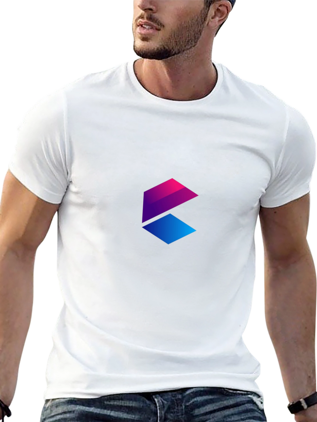 Gradient Geometric Logo Black T-Shirt