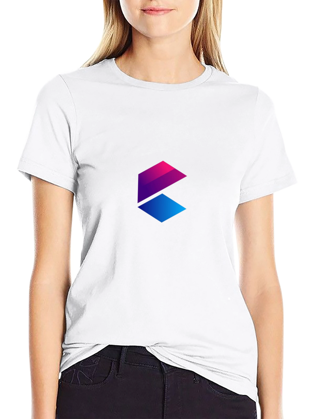 Gradient Geometric Logo Black T-Shirt