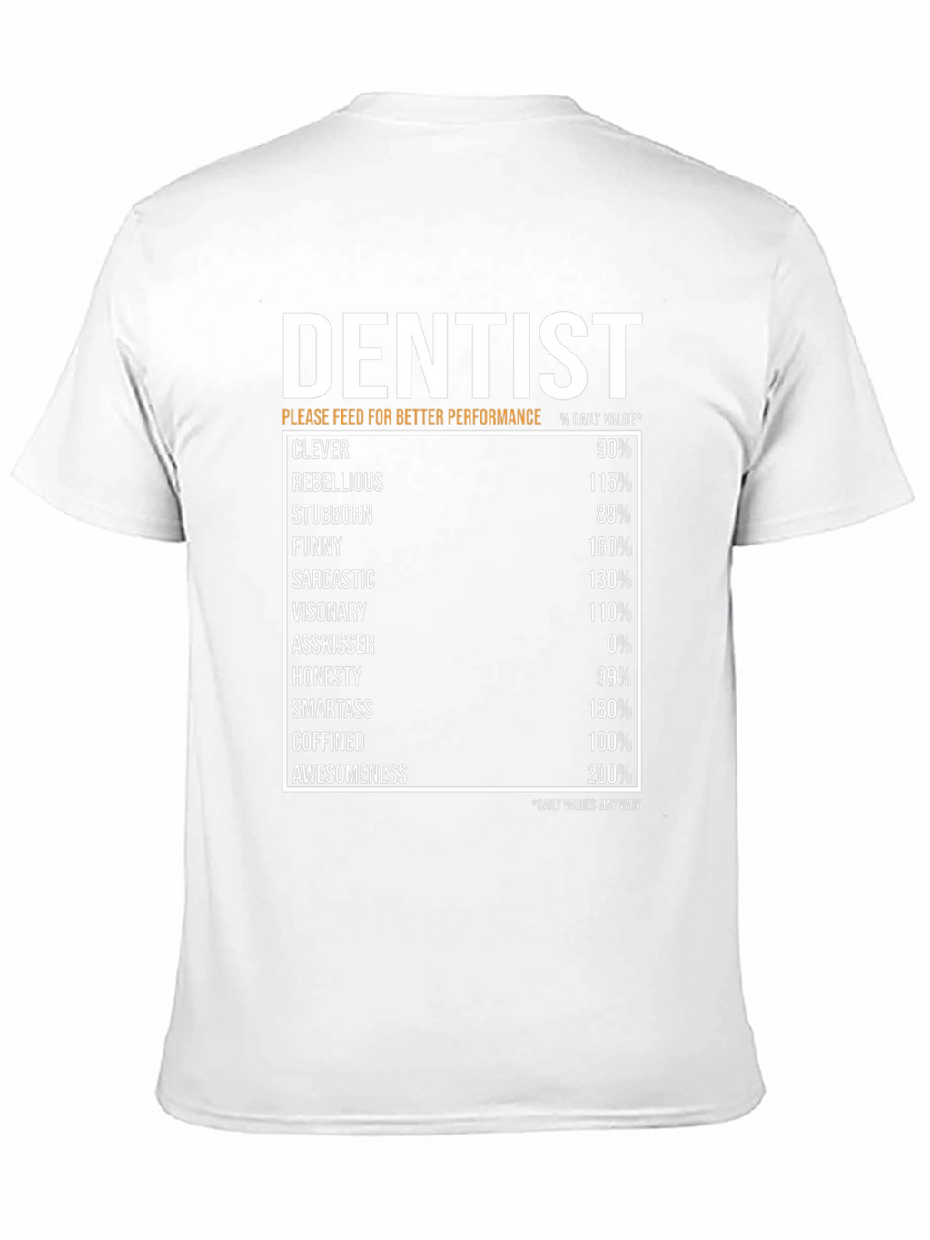 Dentist Nutrition Facts Black T-Shirt
