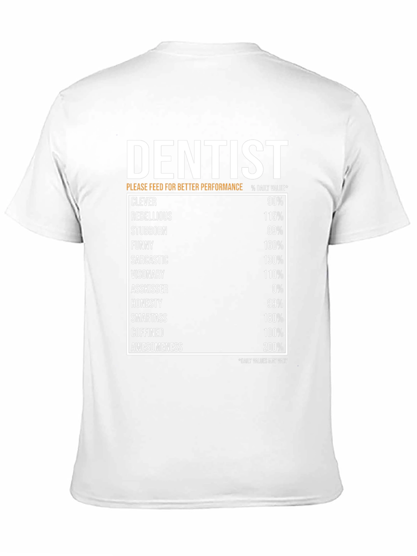 Dentist Nutrition Facts Black T-Shirt