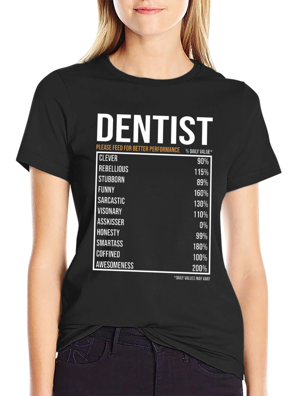 Dentist Nutrition Facts Black T-Shirt