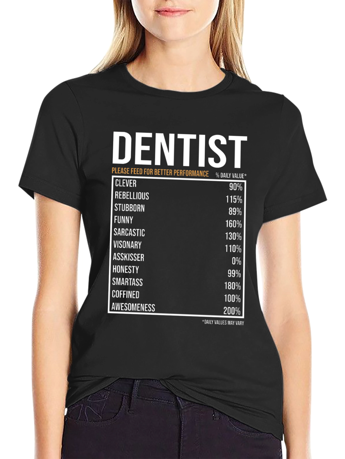 Dentist Nutrition Facts Black T-Shirt