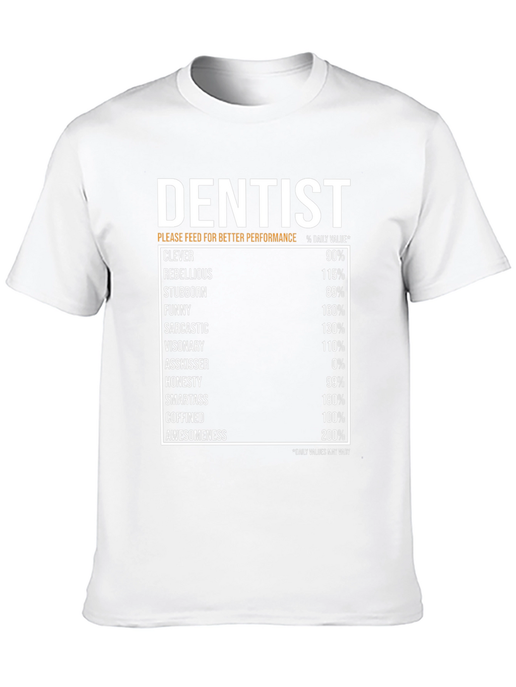 Dentist Nutrition Facts Black T-Shirt