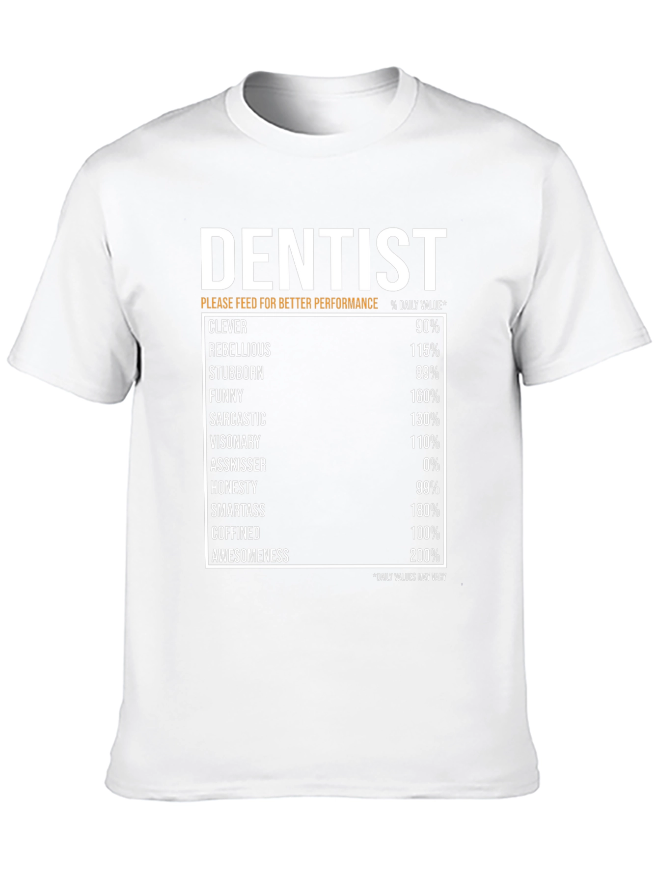 Dentist Nutrition Facts Black T-Shirt