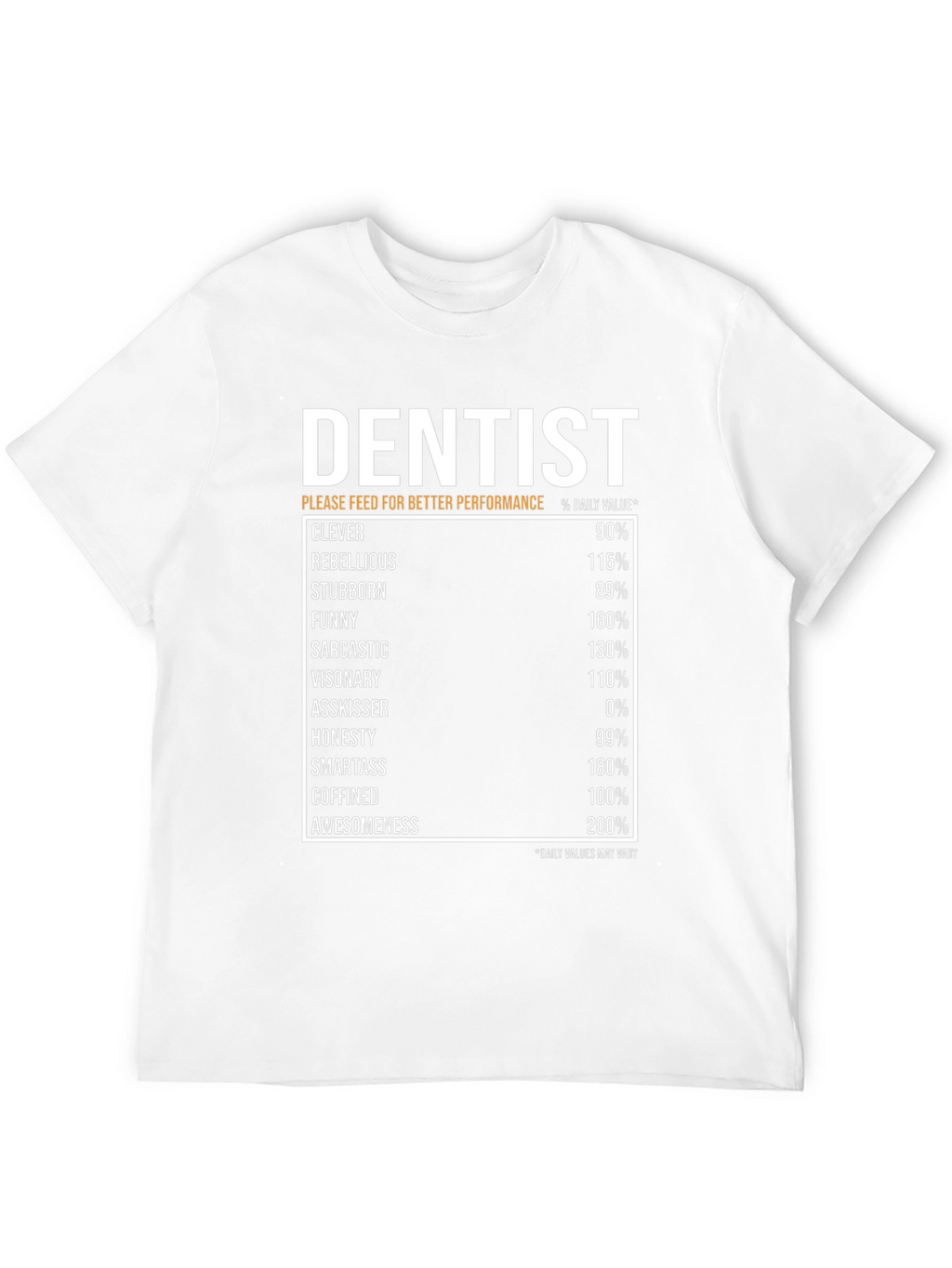 Dentist Nutrition Facts Black T-Shirt
