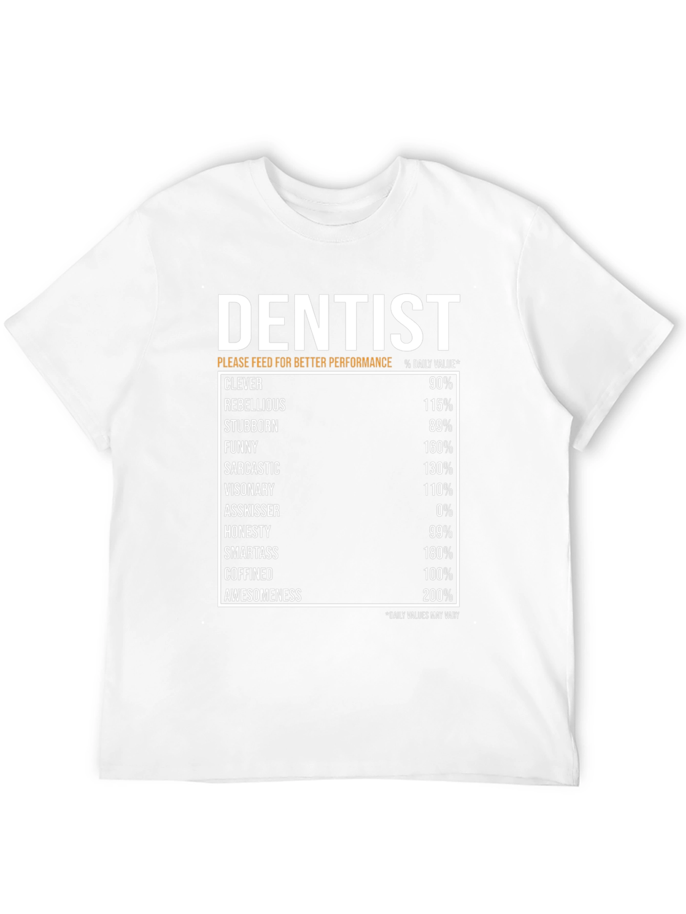 Dentist Nutrition Facts Black T-Shirt
