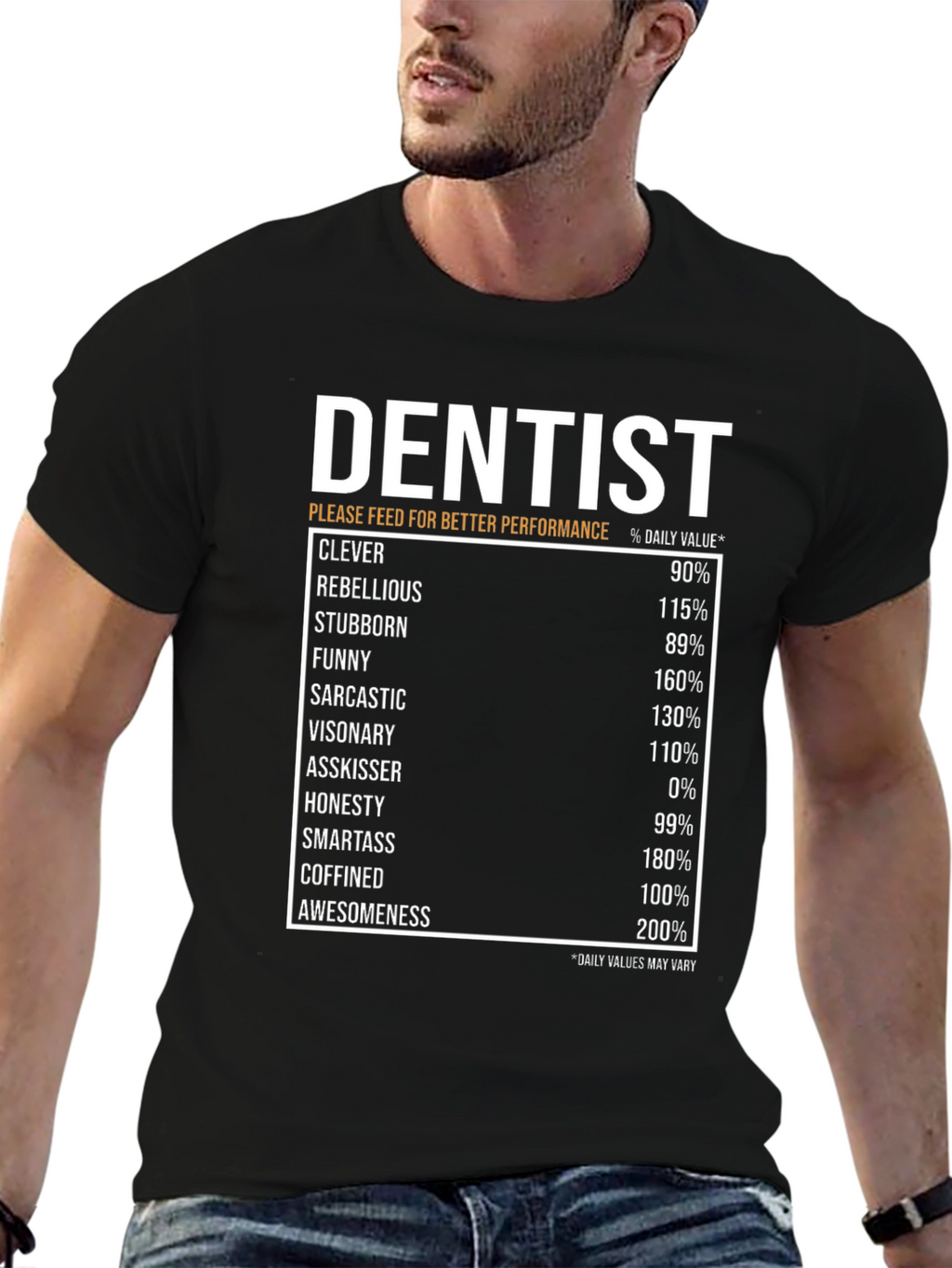 Dentist Nutrition Facts Black T-Shirt