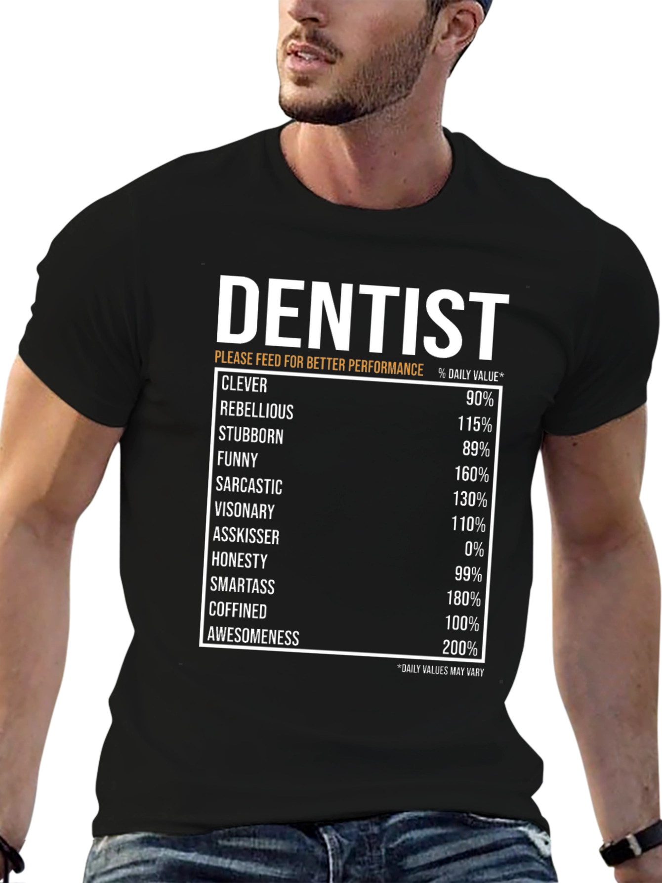 Dentist Nutrition Facts Black T-Shirt