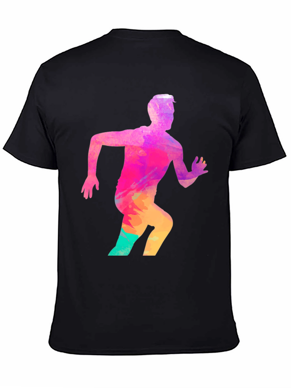 Mens Black Graphic Tee - Running Man Design