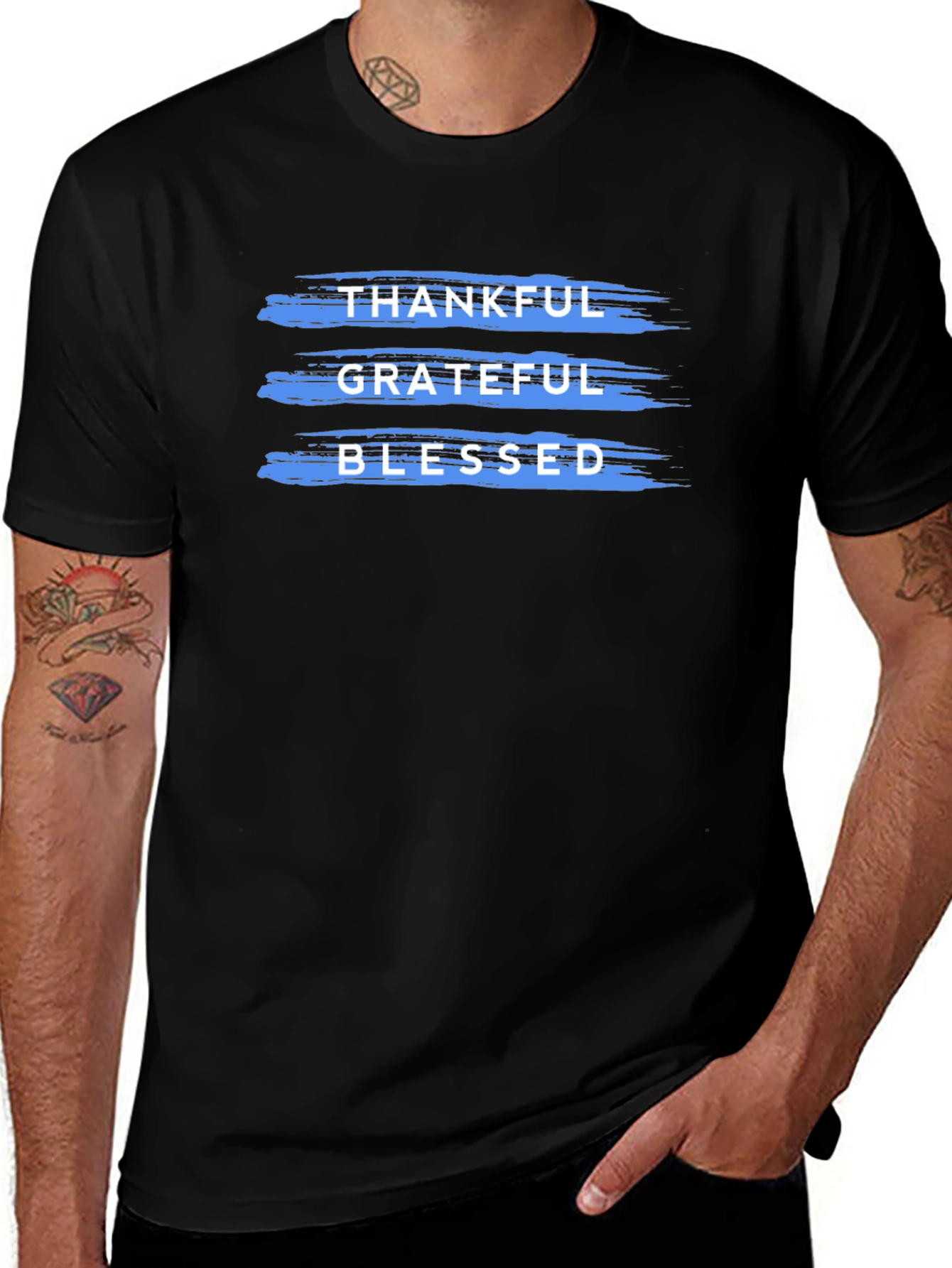 Thankful Grateful Blessed T-Shirt Black