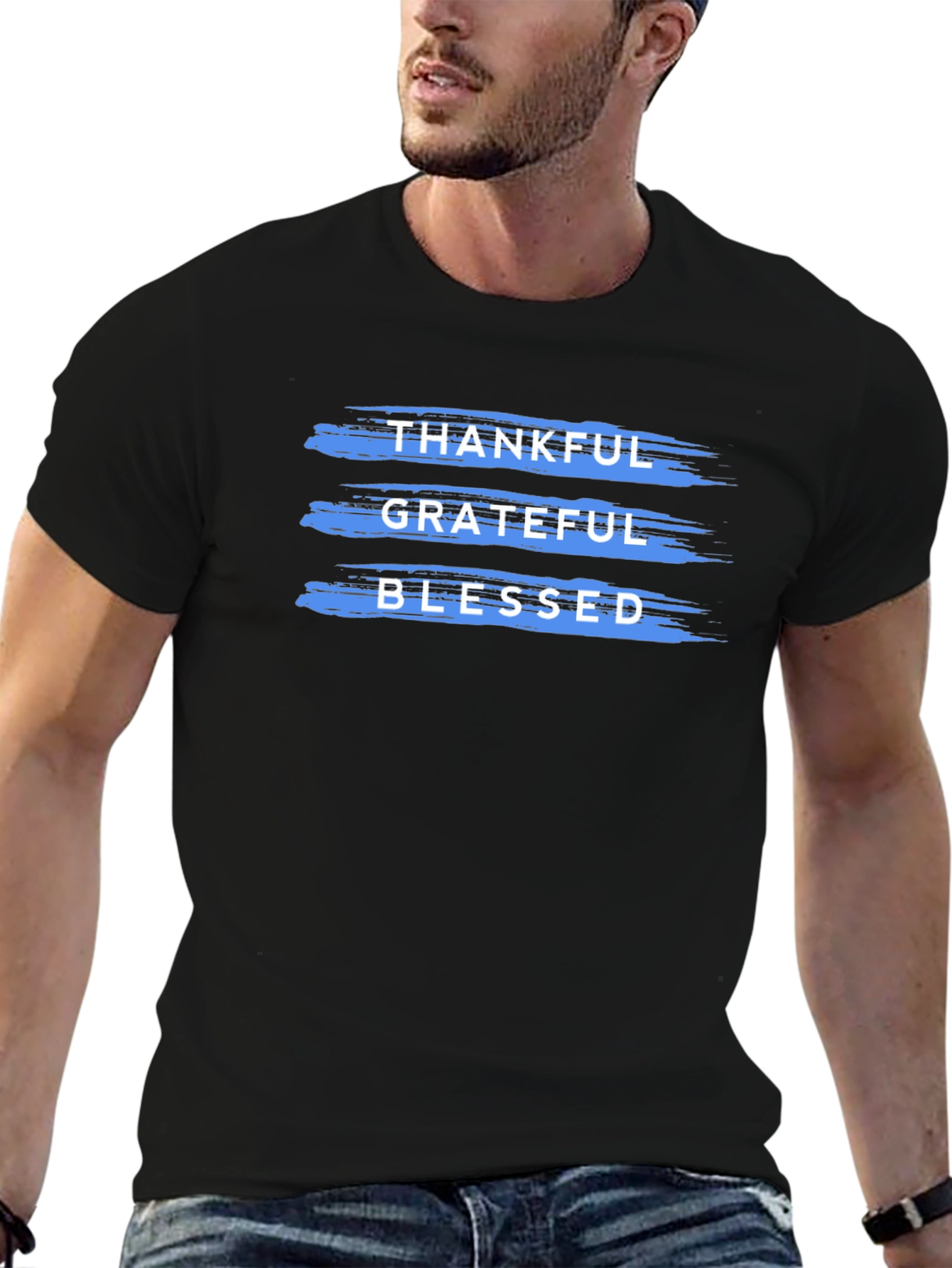 Thankful Grateful Blessed T-Shirt Black