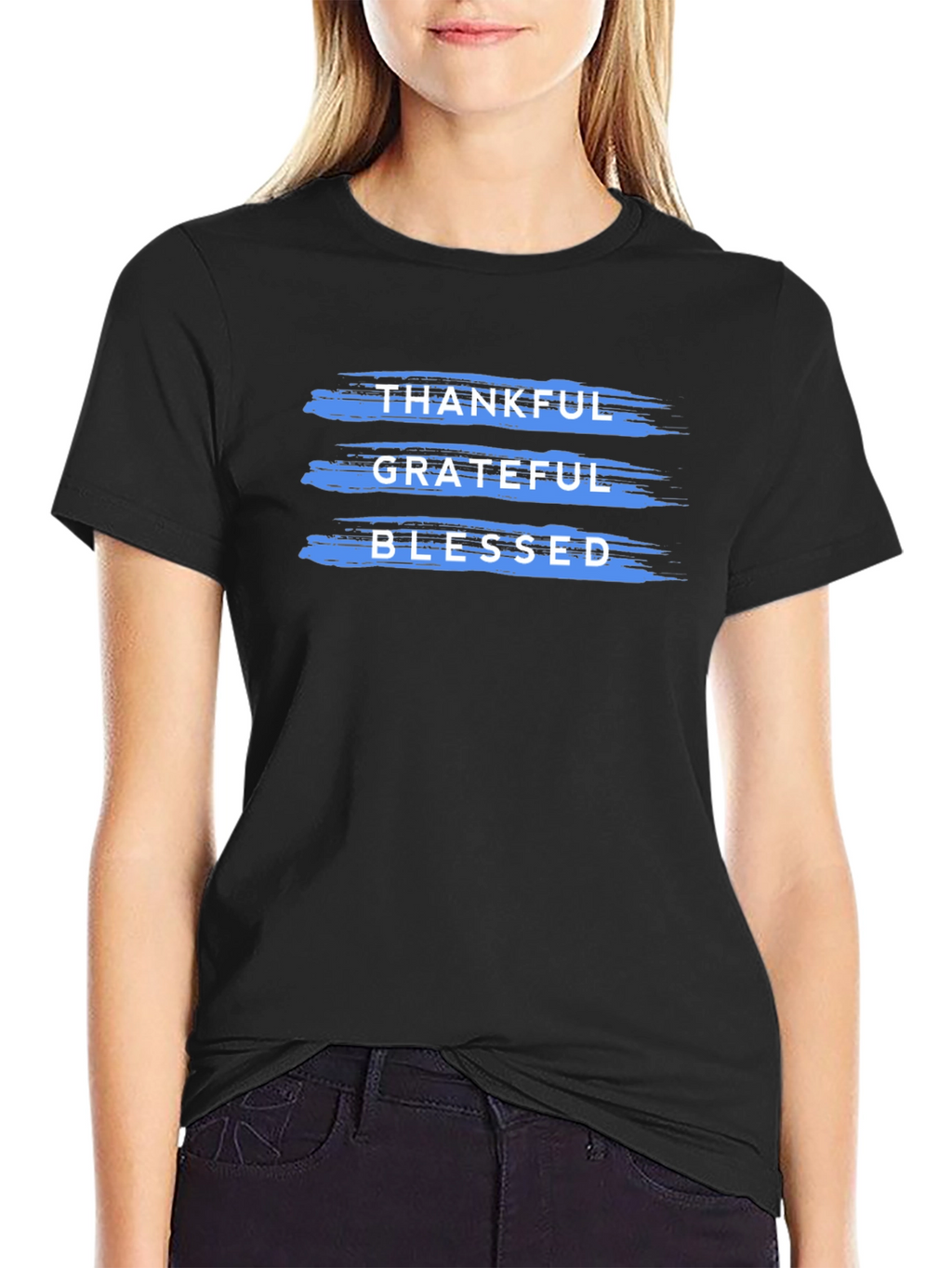 Thankful Grateful Blessed T-Shirt Black
