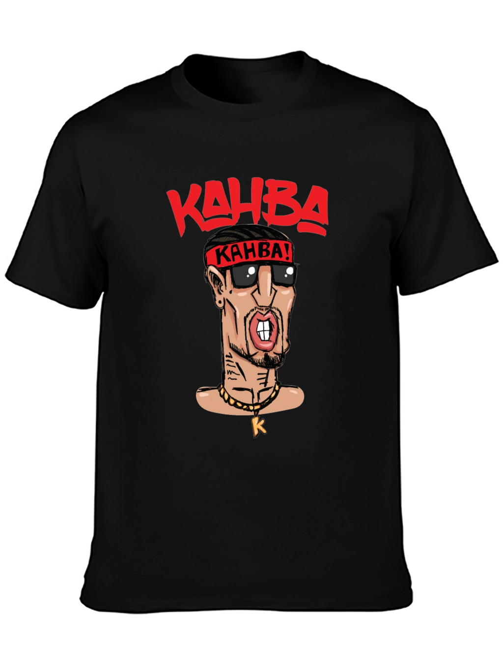 Kahba Cartoon Graphic Black T-Shirt
