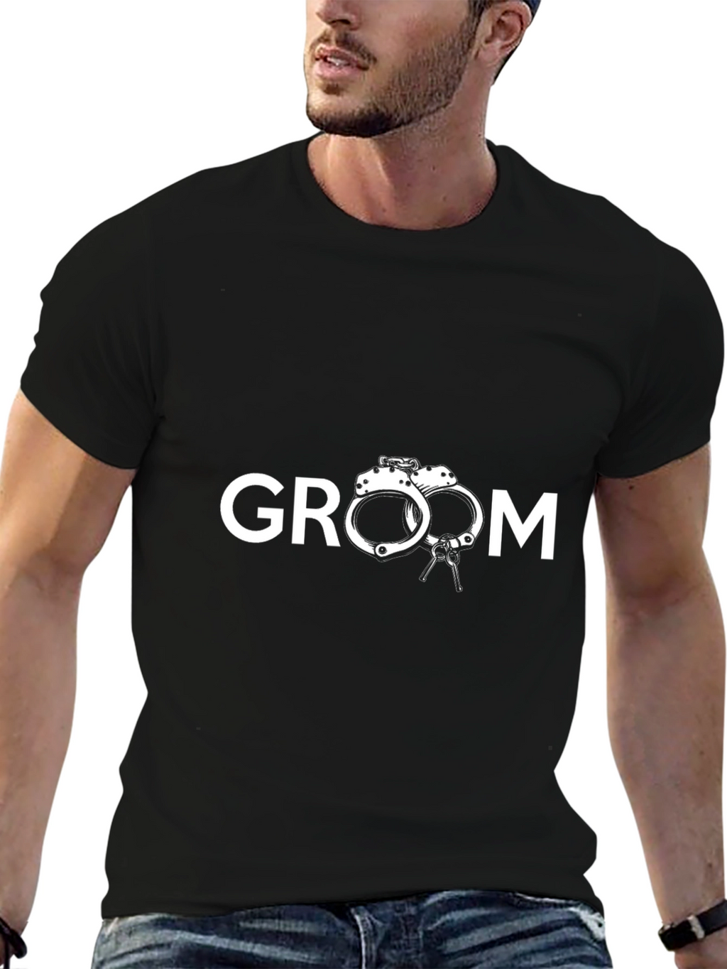 Groom Handcuffs Graphic T-Shirt - Wedding Day