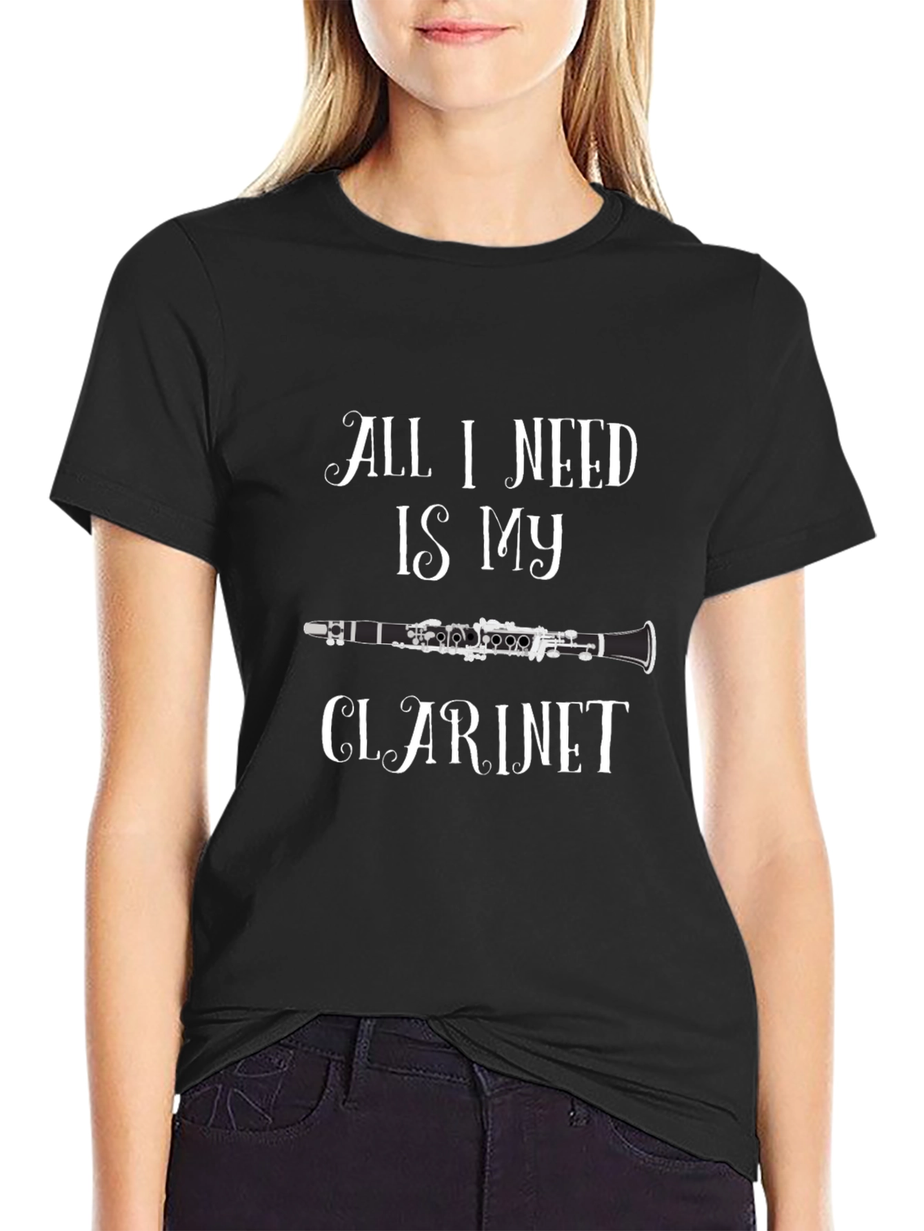 All I Need Is My Clarinet Graphic Tee - Black