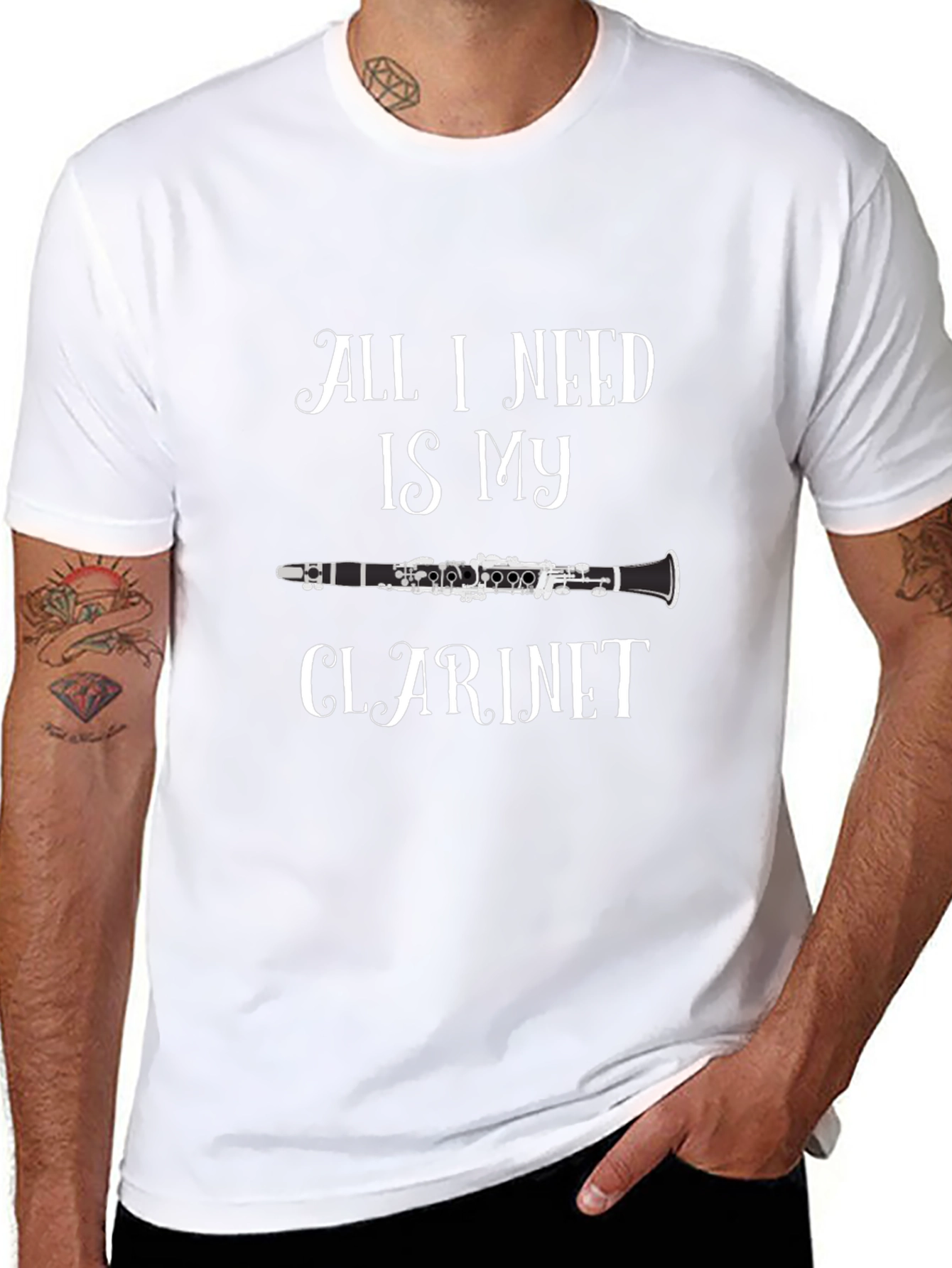 All I Need Is My Clarinet Graphic Tee - Black