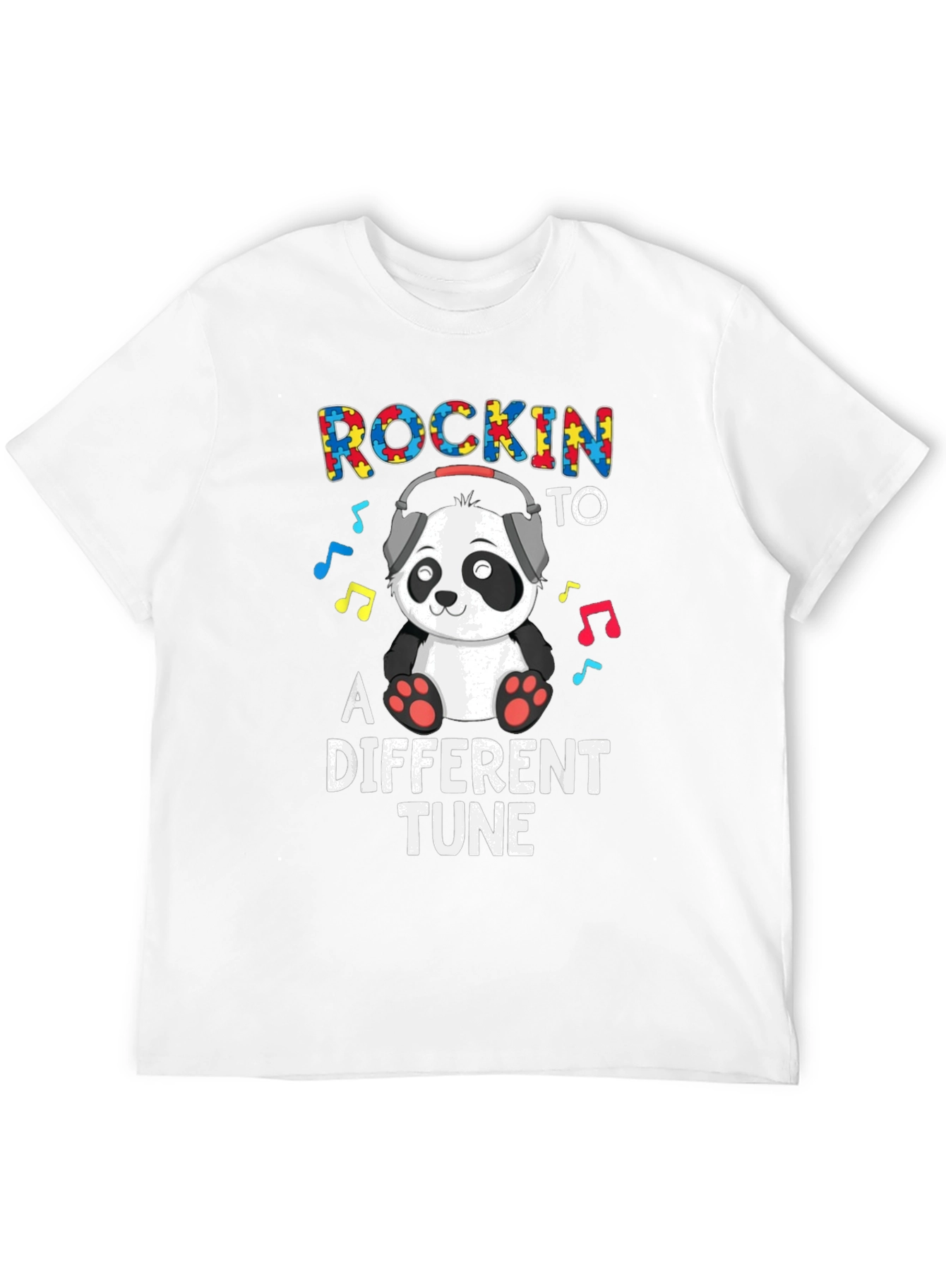 Rockin To A Different Tune Panda Autism Awareness T-Shirt