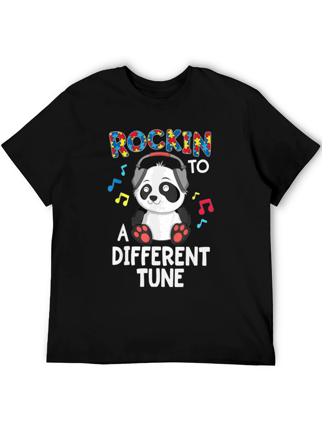 Rockin To A Different Tune Panda Autism Awareness T-Shirt
