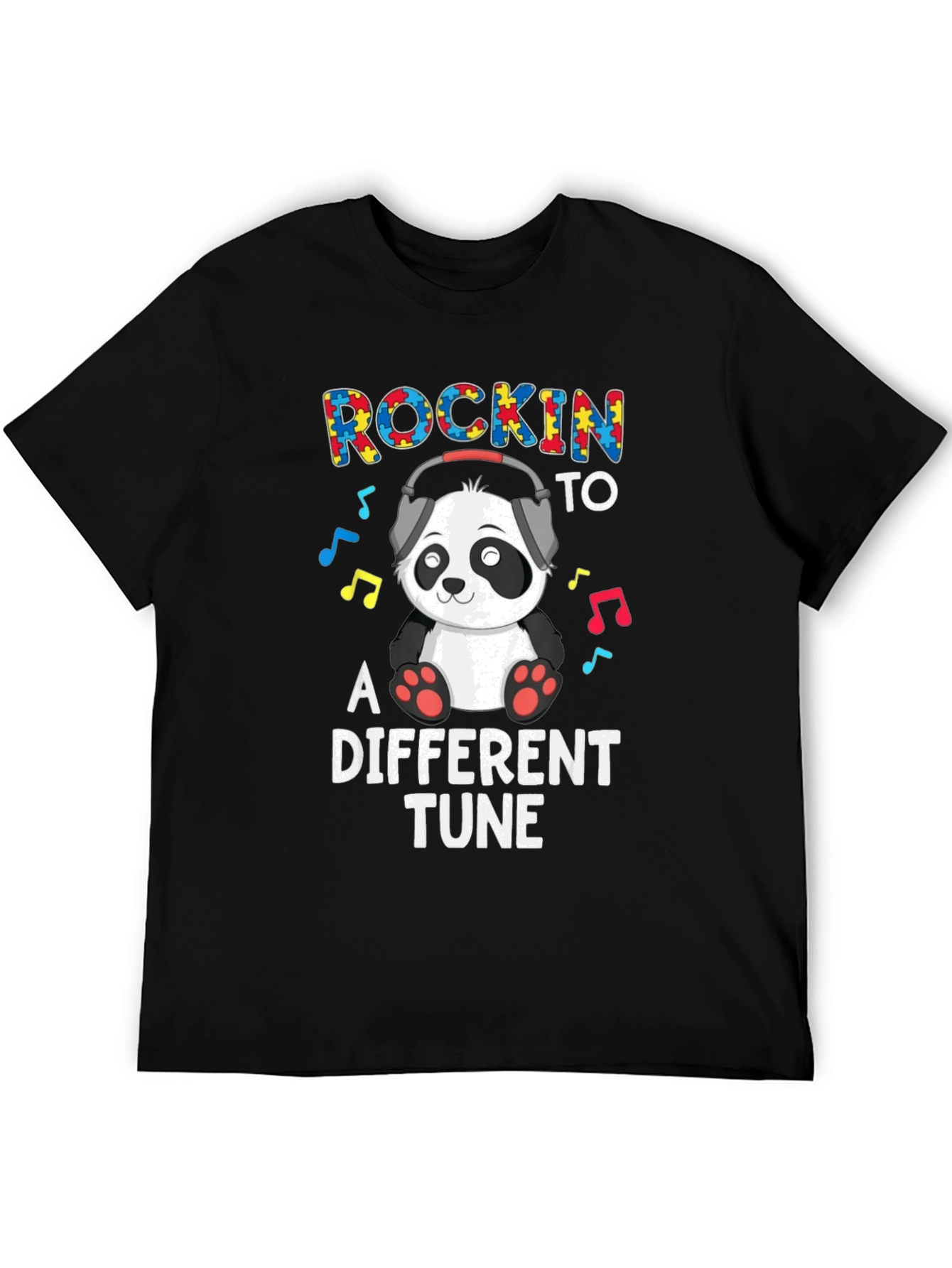 Rockin To A Different Tune Panda Autism Awareness T-Shirt
