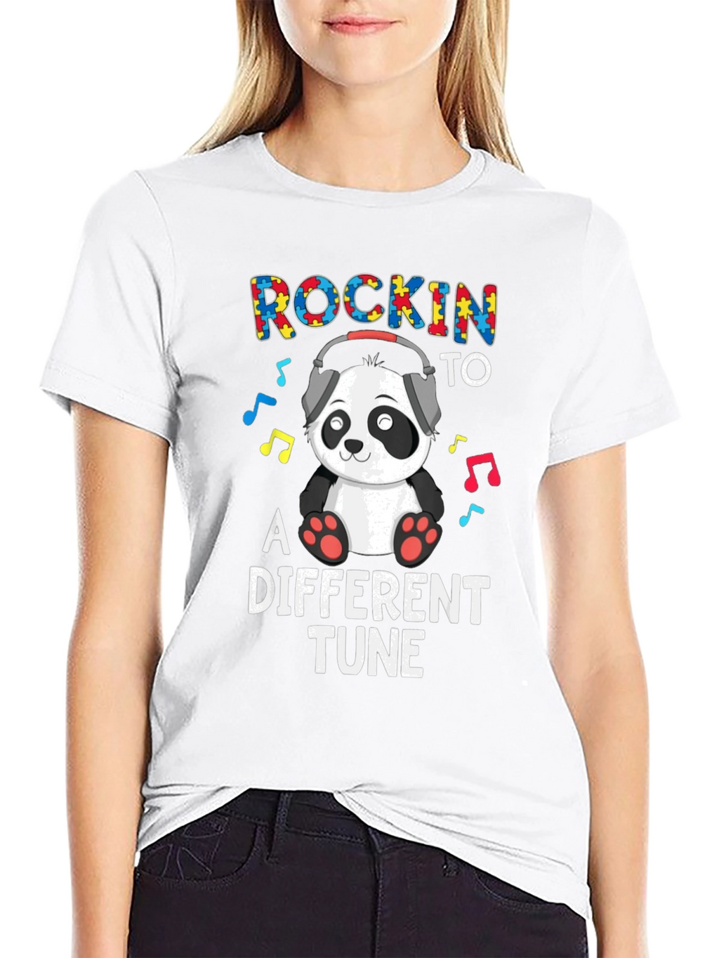 Rockin To A Different Tune Panda Autism Awareness T-Shirt