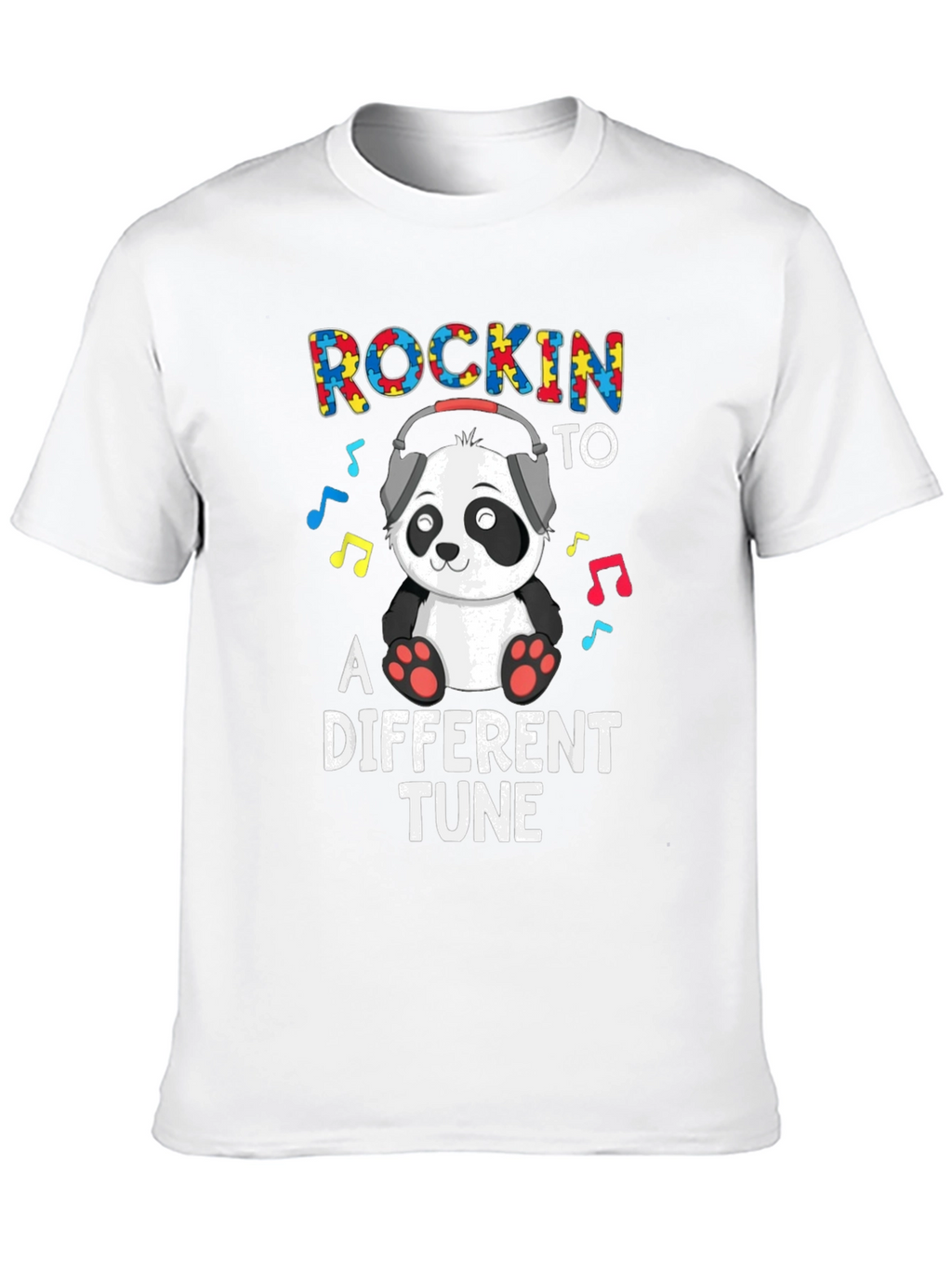 Rockin To A Different Tune Panda Autism Awareness T-Shirt