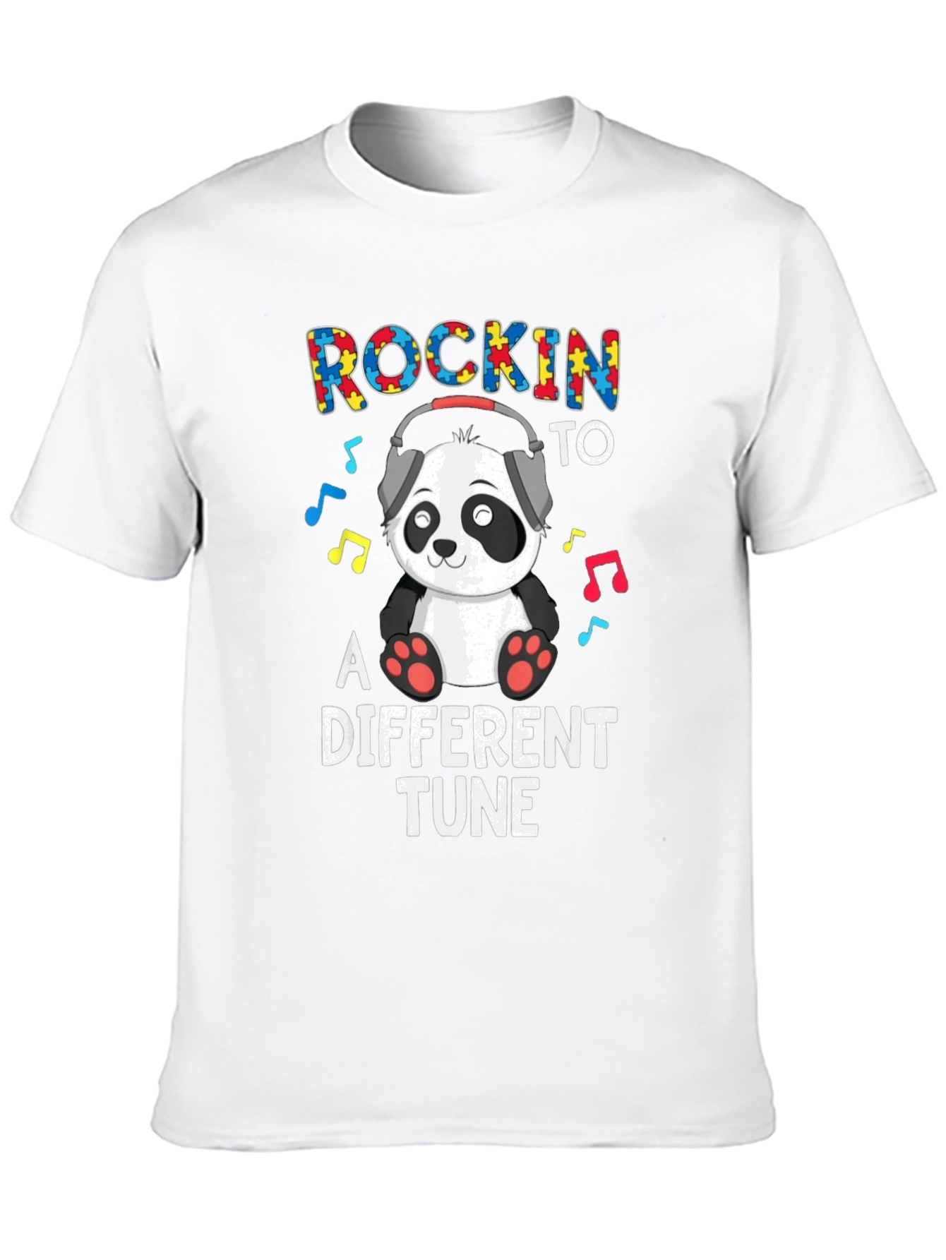 Rockin To A Different Tune Panda Autism Awareness T-Shirt