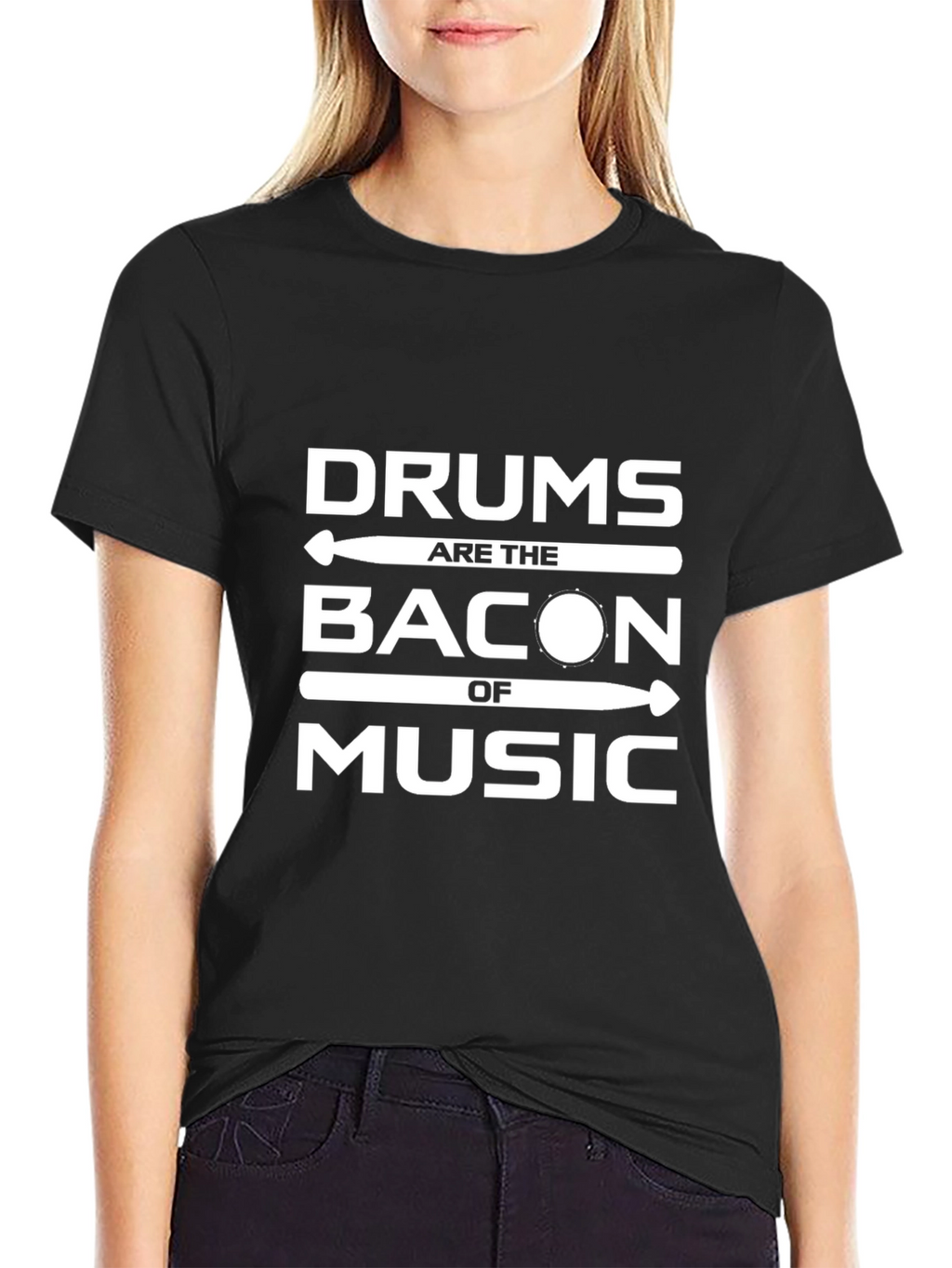 Drums Are The Bacon of Music Black T-Shirt