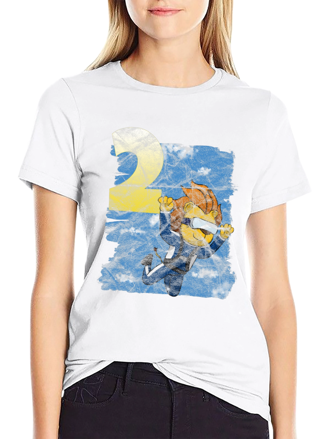 Skydiver Lion Graphic T-Shirt - Black Cotton Tee