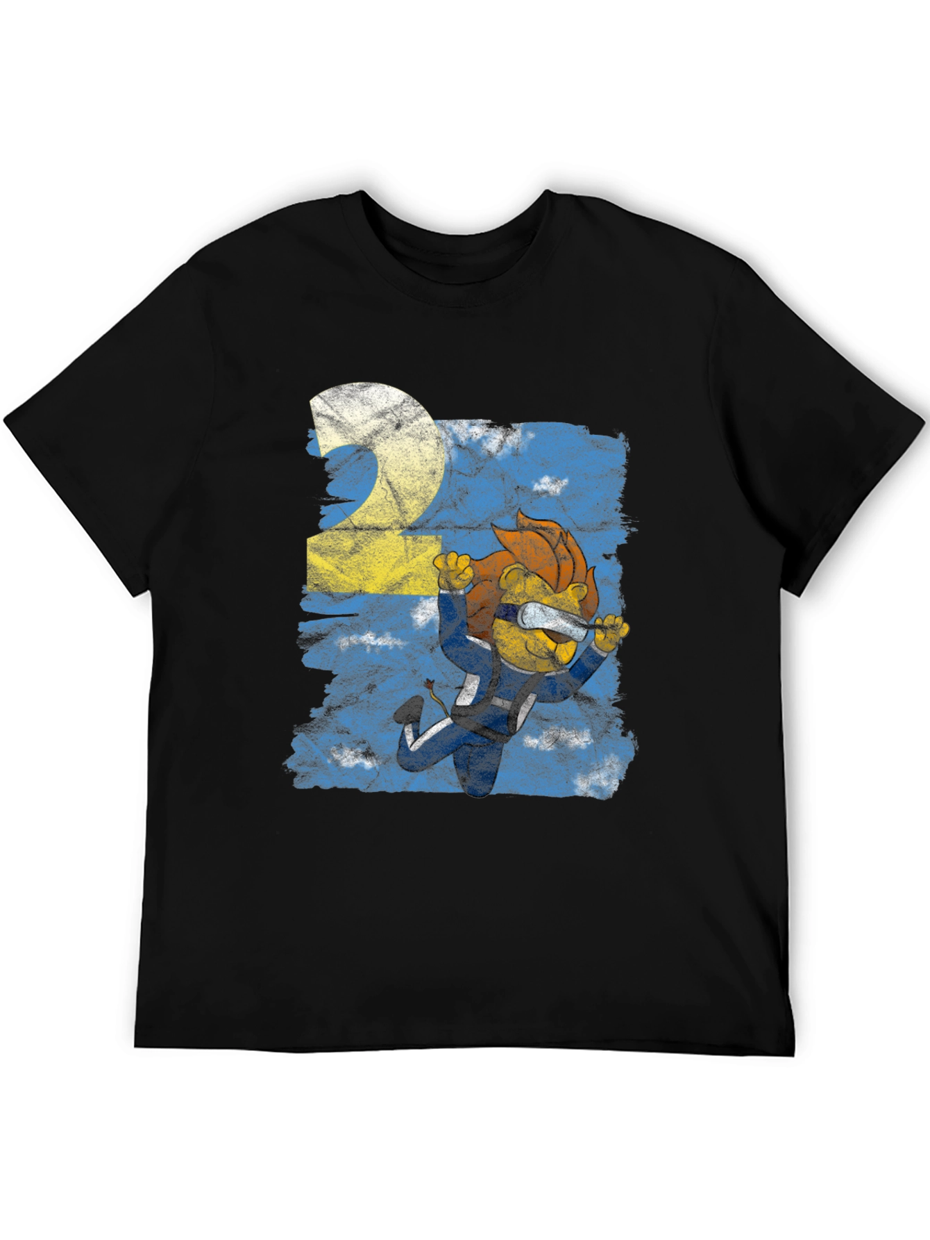 Skydiver Lion Graphic T-Shirt - Black Cotton Tee