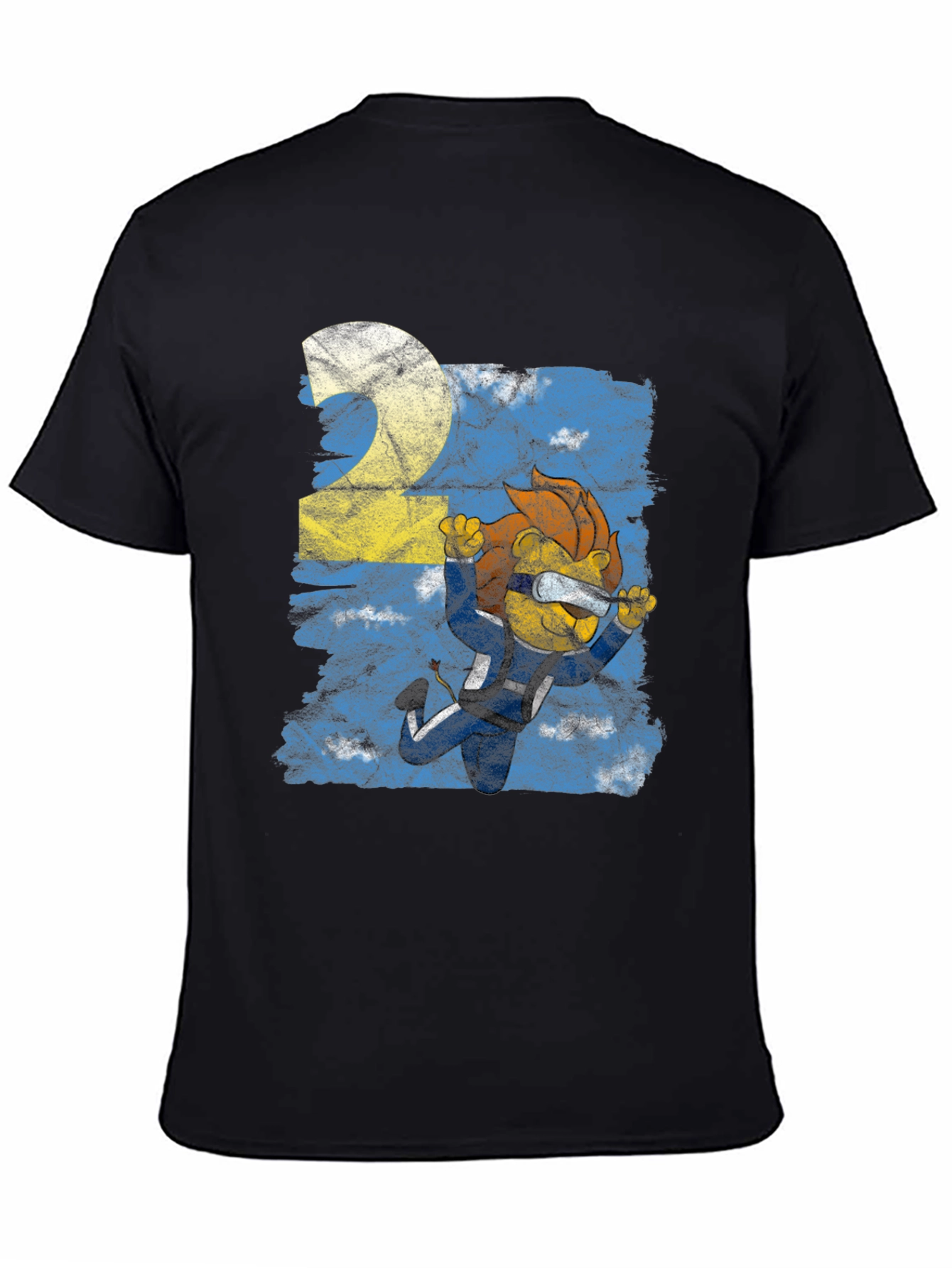 Skydiver Lion Graphic T-Shirt - Black Cotton Tee