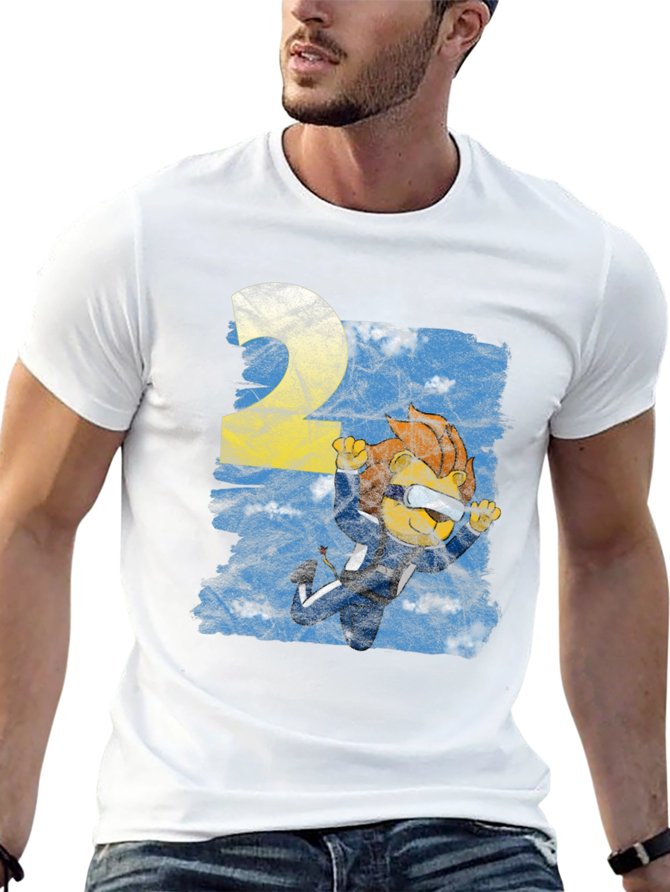 Skydiver Lion Graphic T-Shirt - Black Cotton Tee
