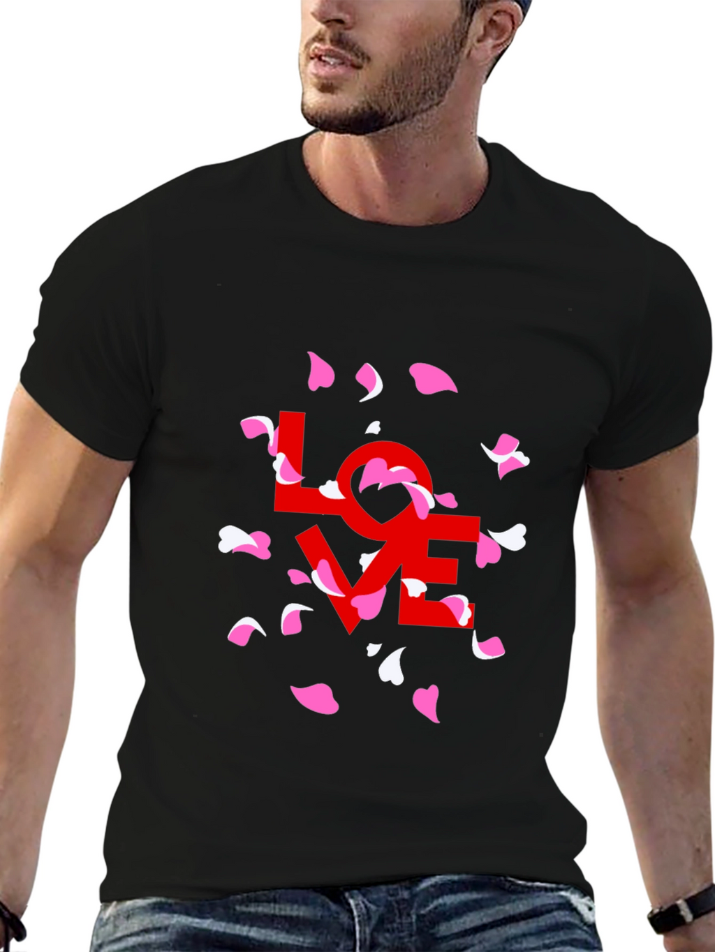 Love Petals Graphic Tee - Stylish Black T-Shirt