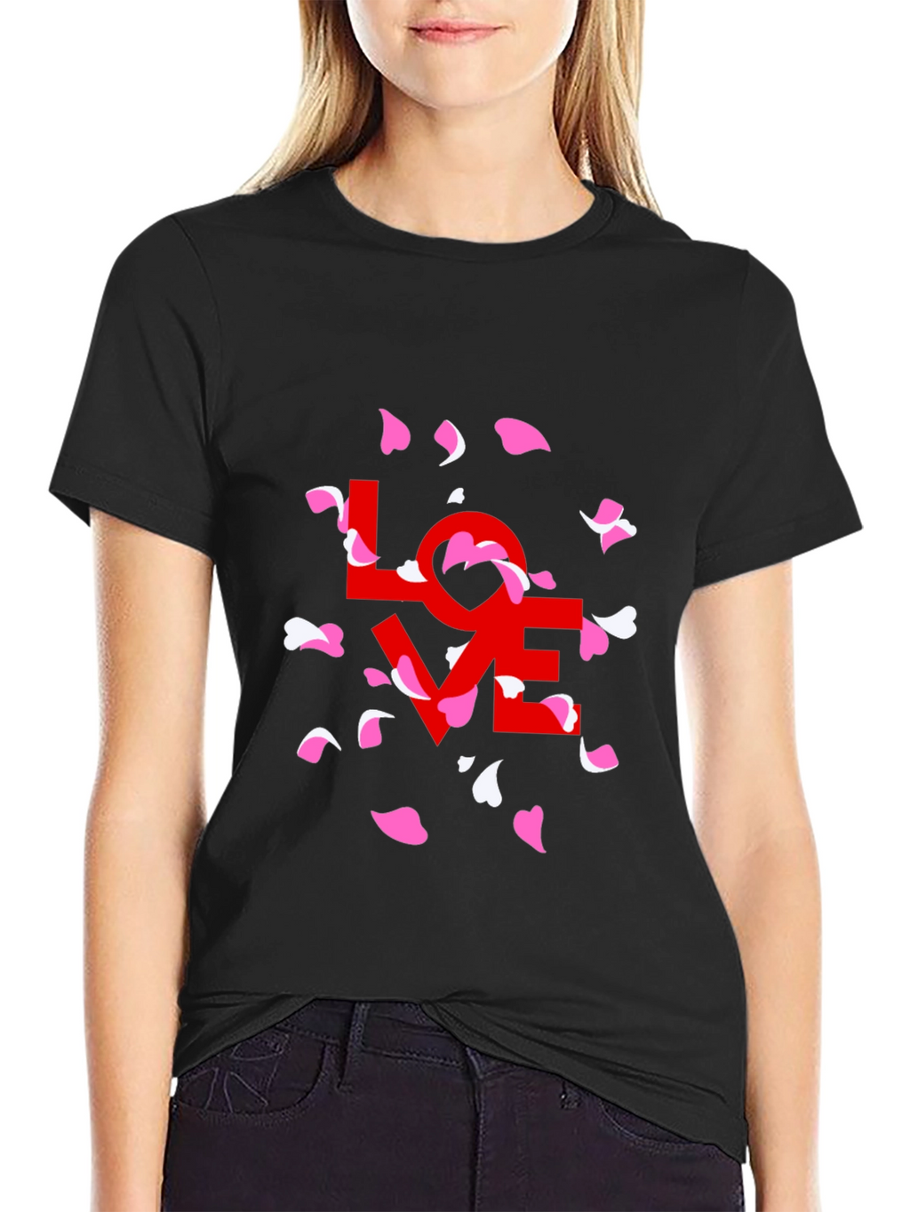 Love Petals Graphic Tee - Stylish Black T-Shirt