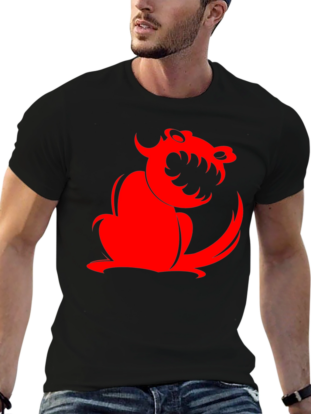 Black T-Shirt with Red Monster Graphic