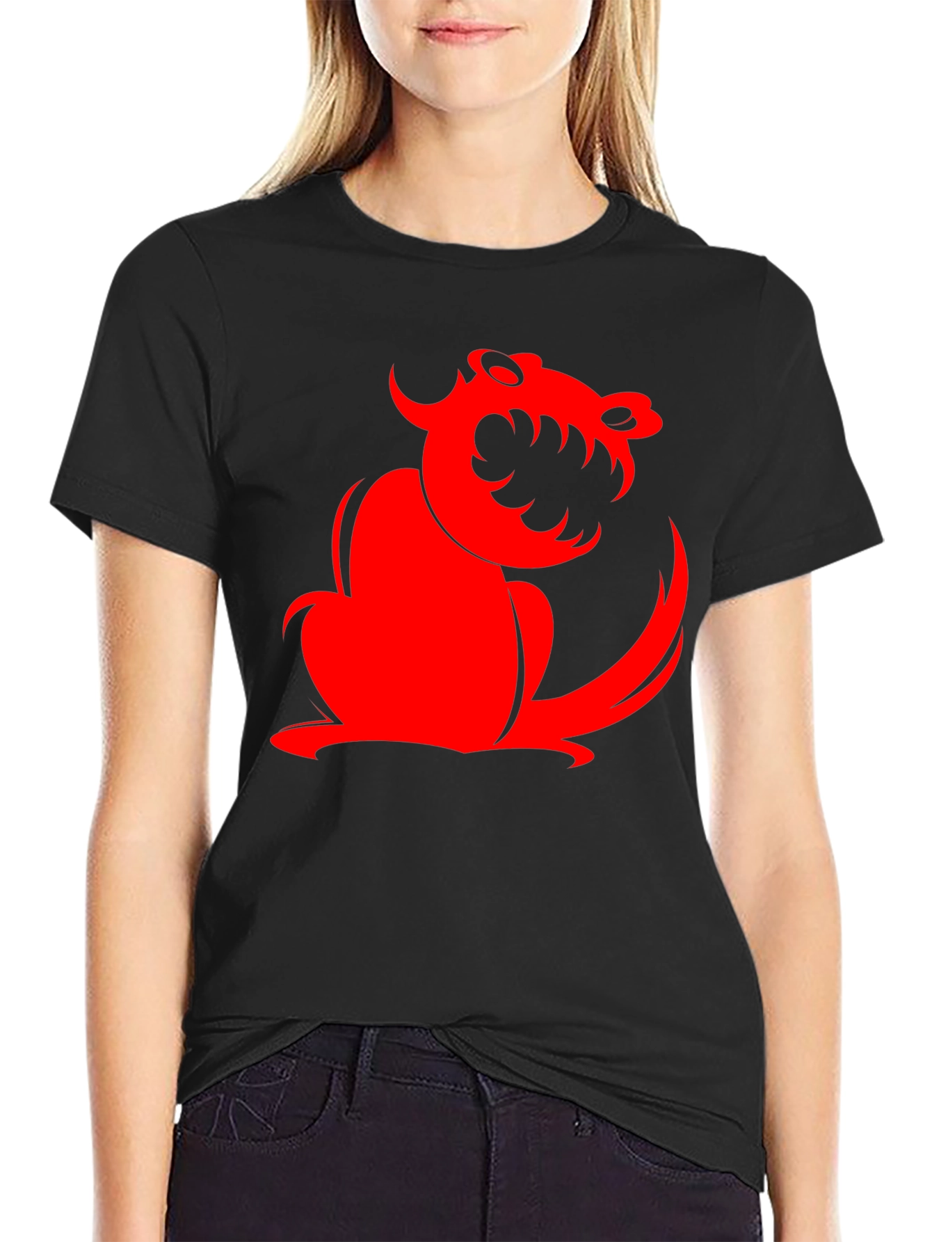 Black T-Shirt with Red Monster Graphic