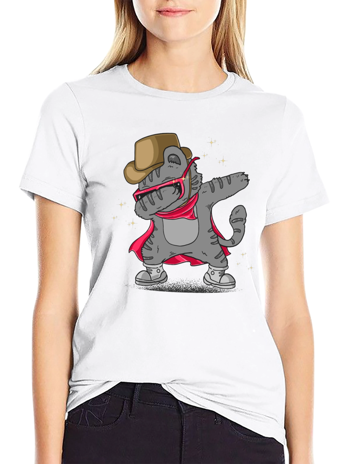 Dabbing Cat Cowboy T-Shirt
