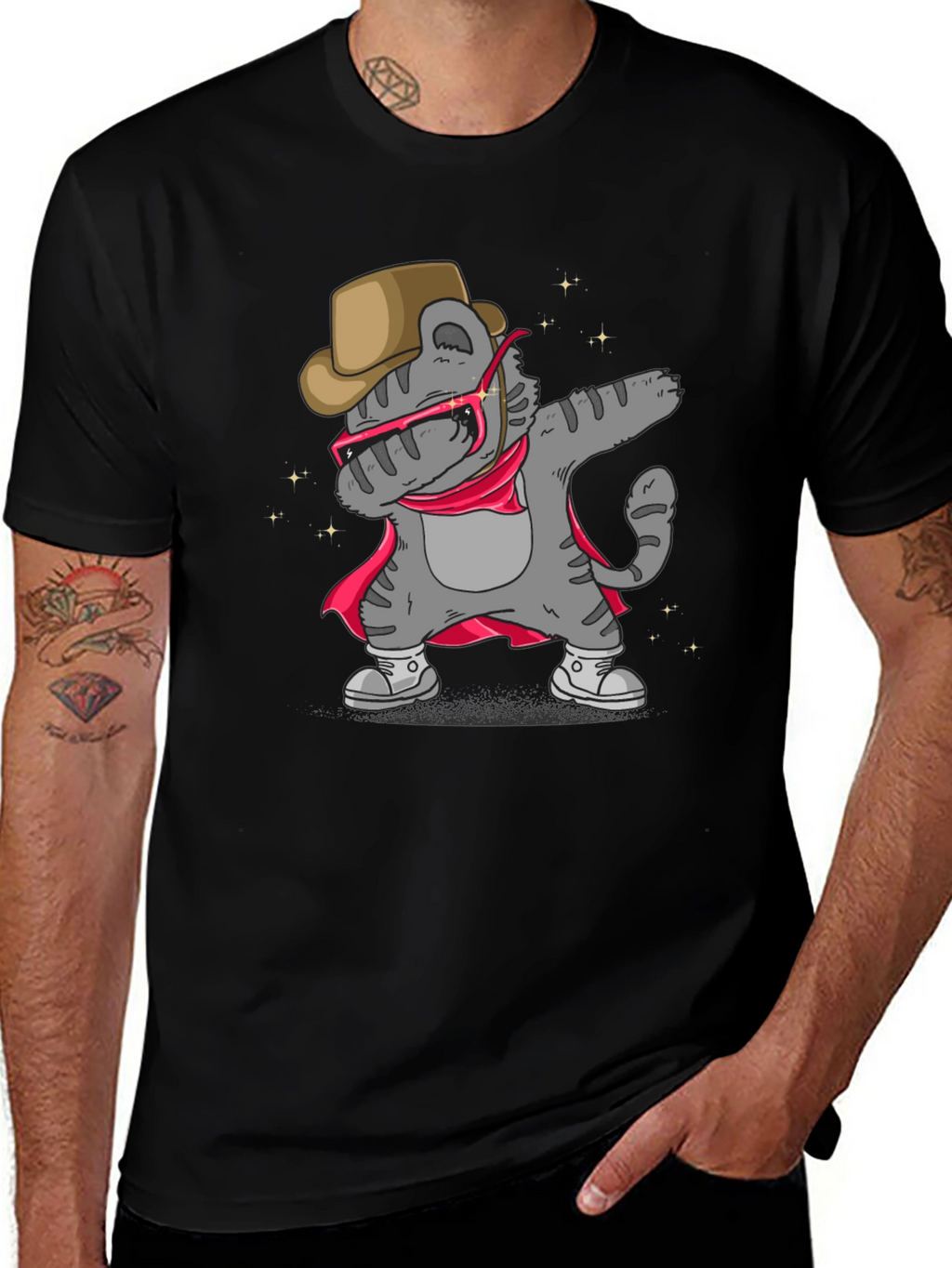 Dabbing Cat Cowboy T-Shirt
