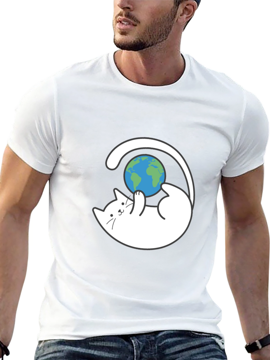 Cat Playing With Earth T-Shirt