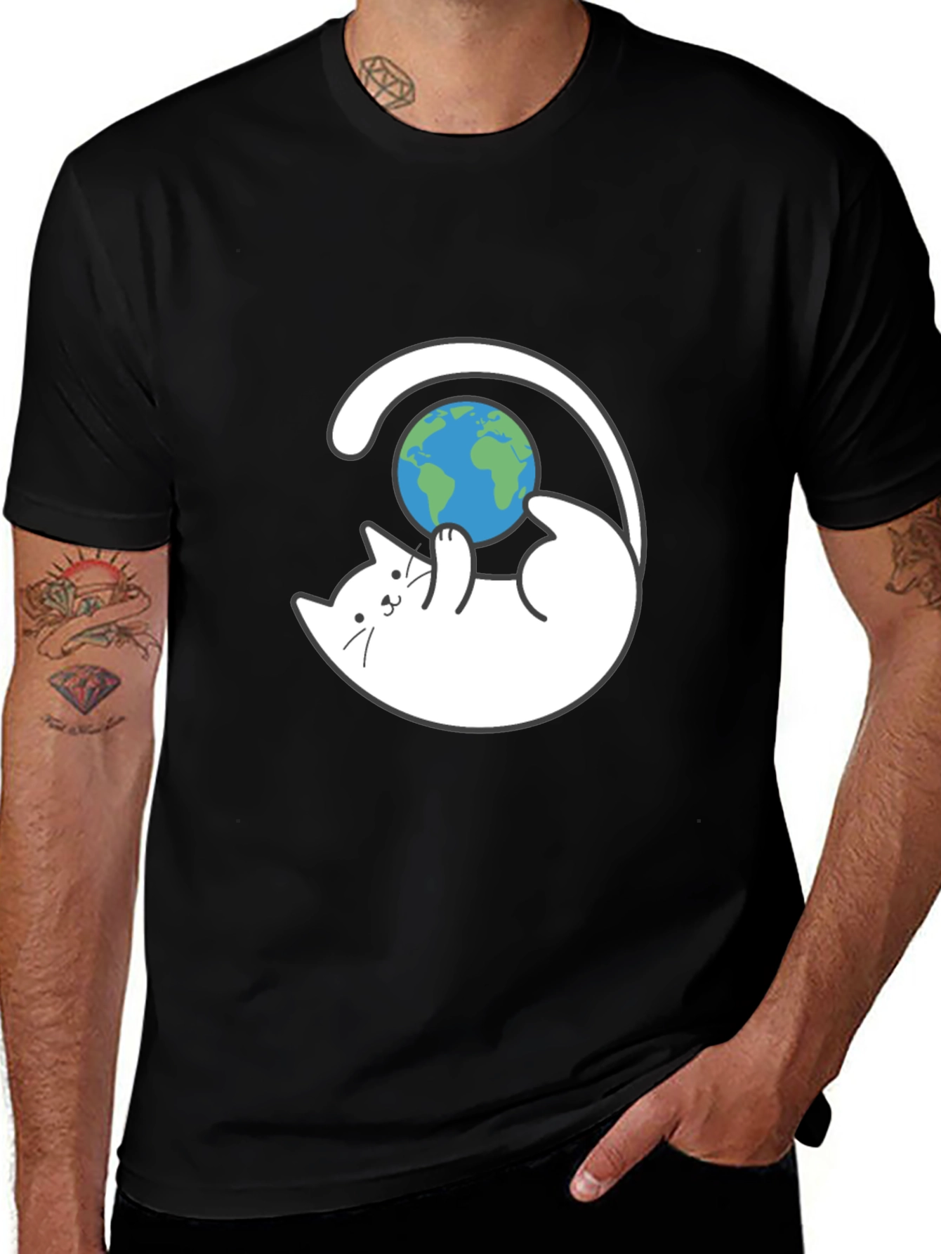 Cat Playing With Earth T-Shirt