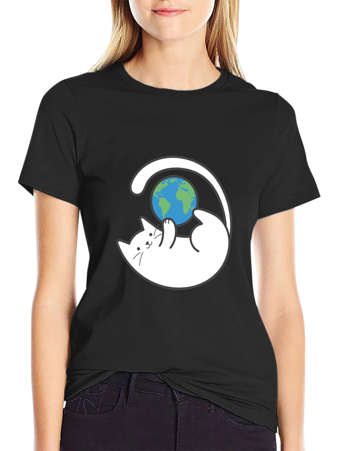 Cat Playing With Earth T-Shirt