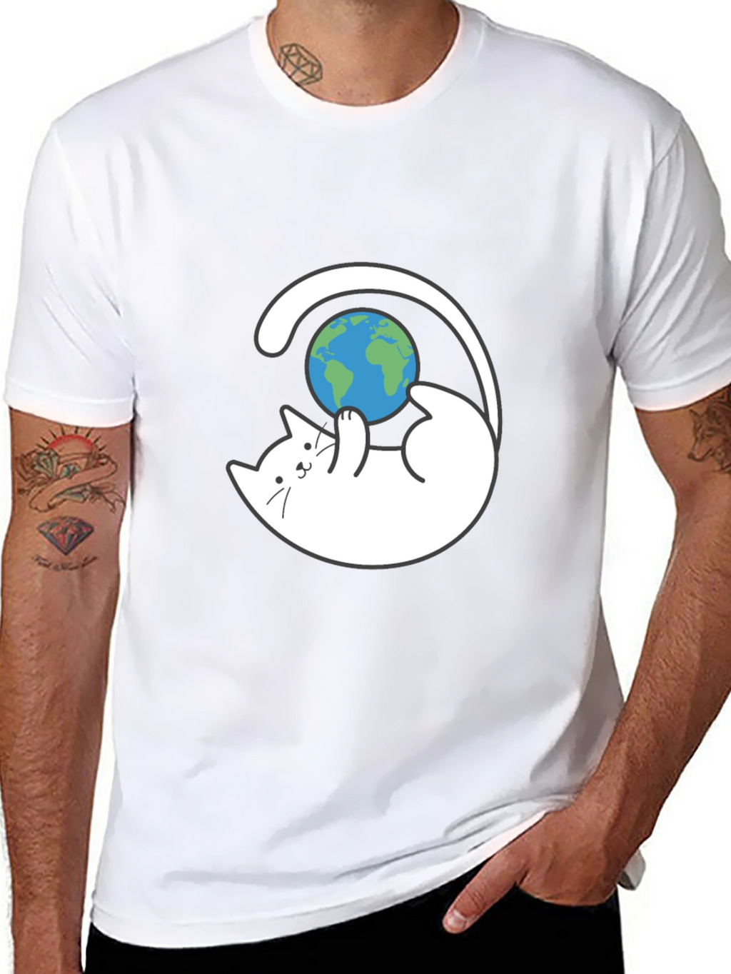Cat Playing With Earth T-Shirt