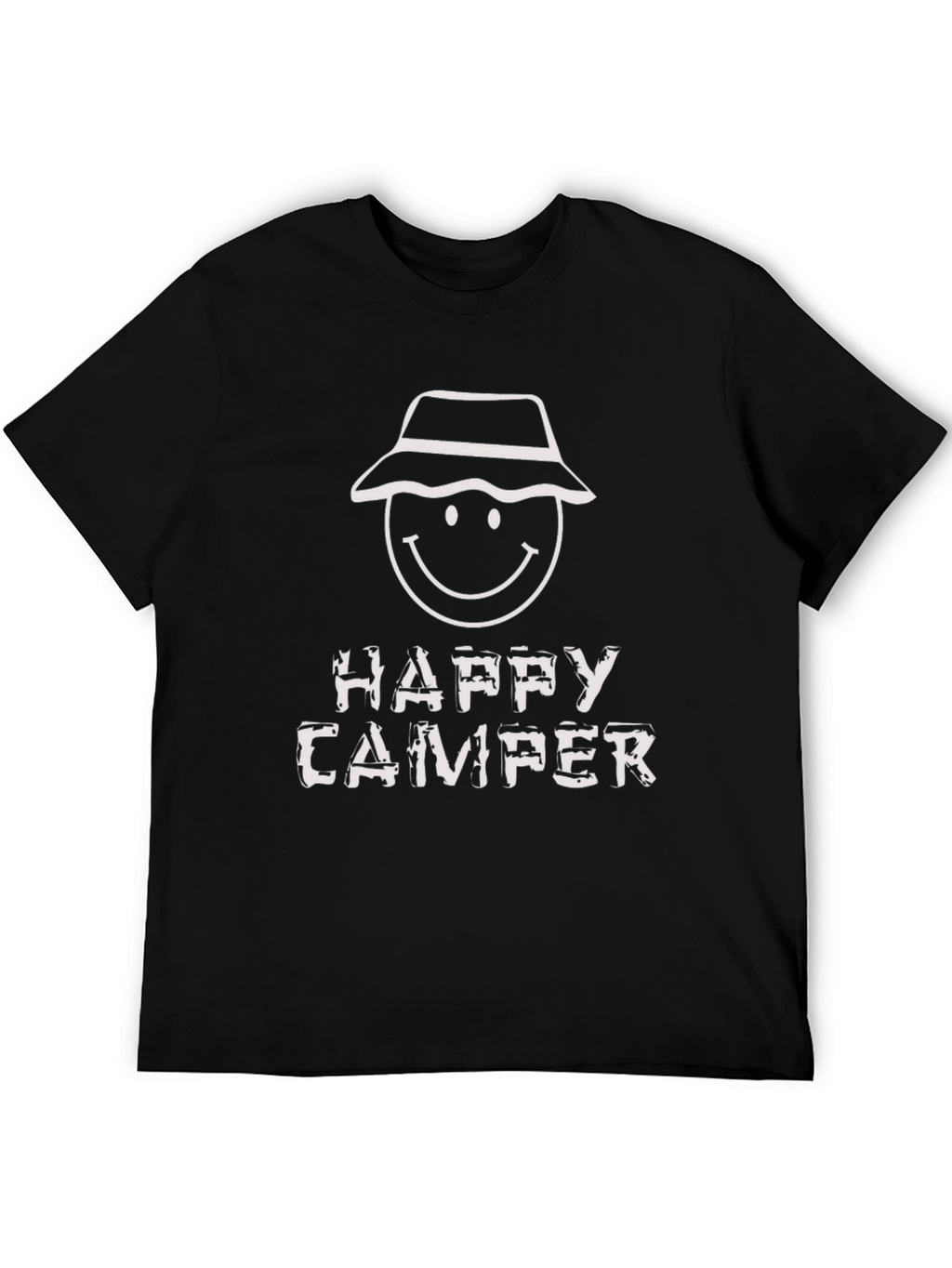 Happy Camper Graphic Tee - Black Cotton T-Shirt