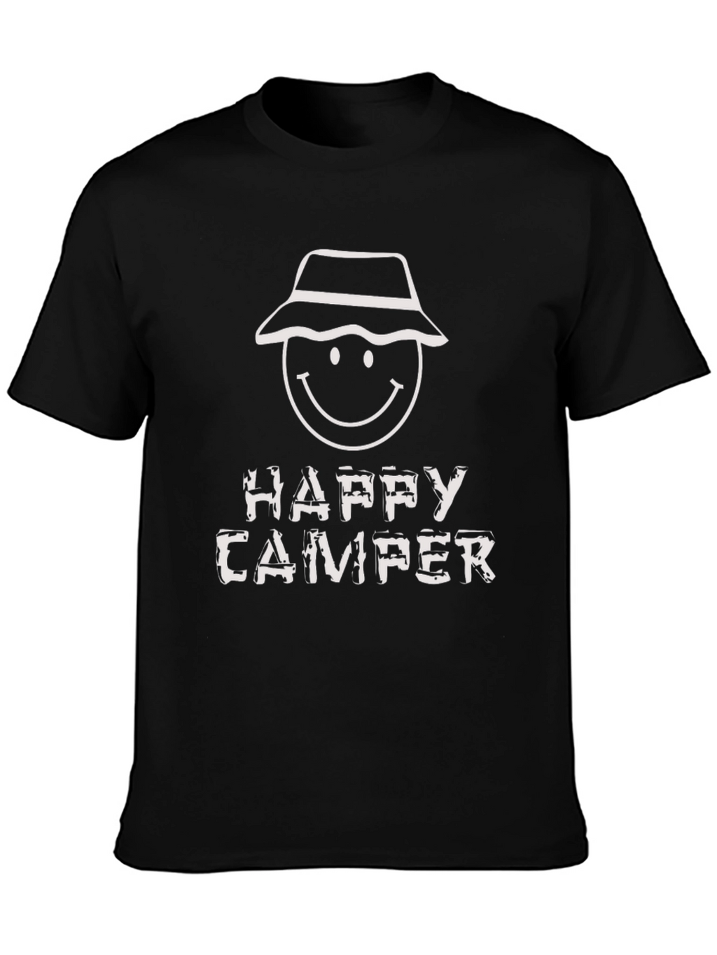 Happy Camper Graphic Tee - Black Cotton T-Shirt