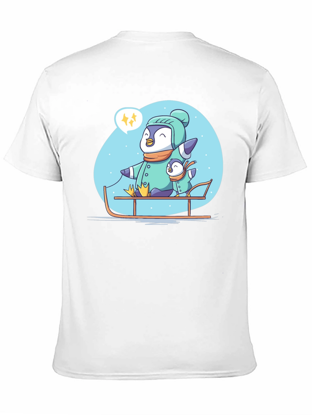 Penguin Family Sledding Graphic Tee