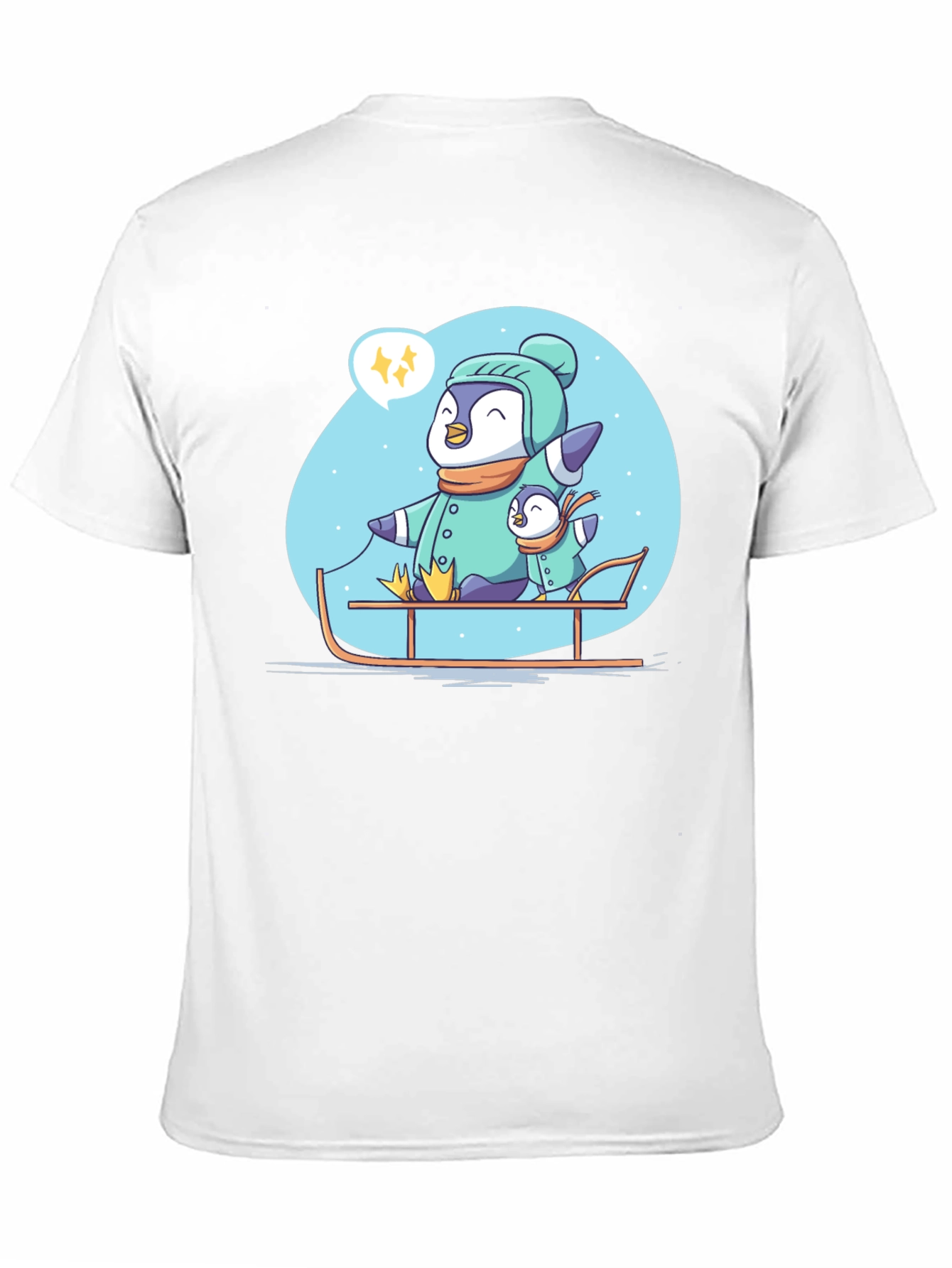 Penguin Family Sledding Graphic Tee