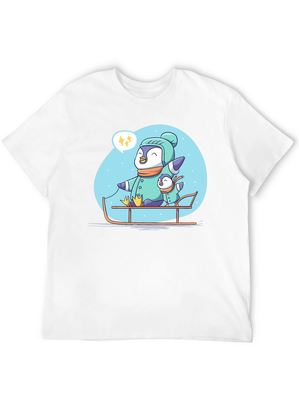 Penguin Family Sledding Graphic Tee