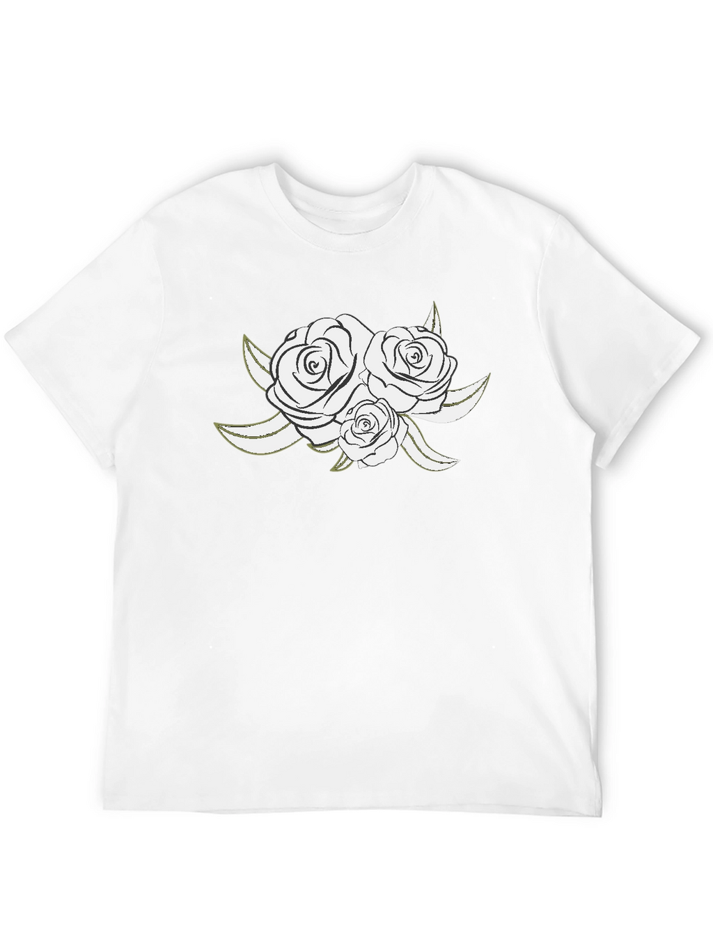Elegant Rose Graphic Black T-Shirt